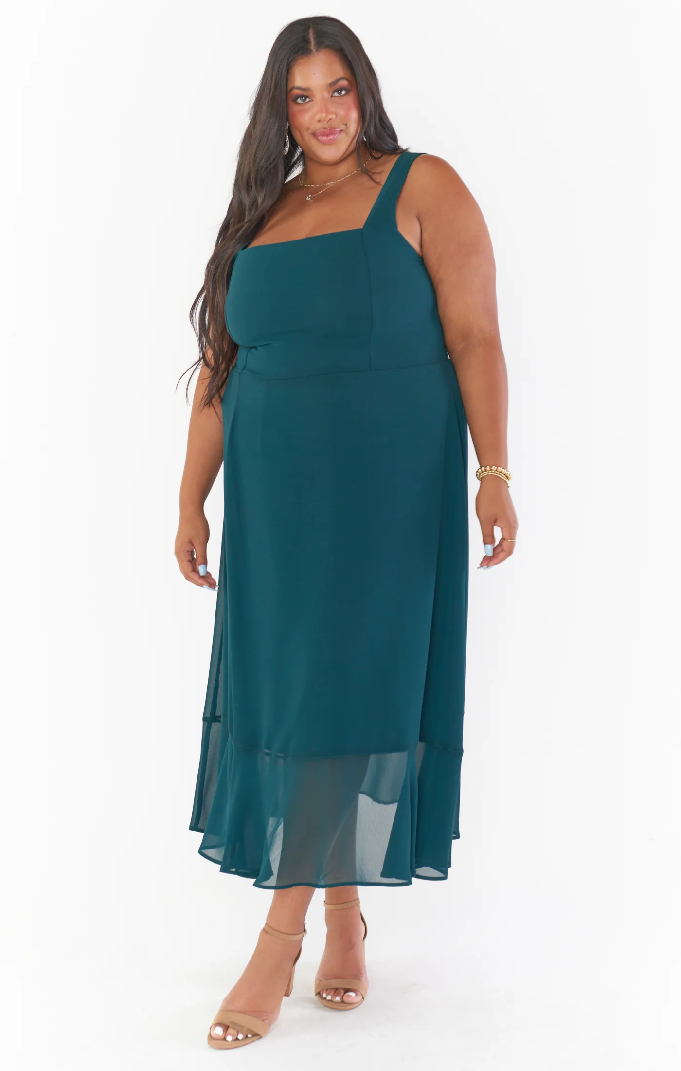 Claire Midi Dress ~ Emerald Chiffon - Image 11