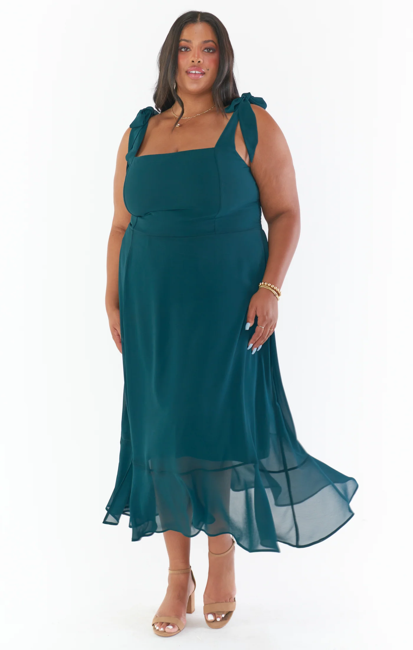 Claire Midi Dress ~ Emerald Chiffon - Image 14