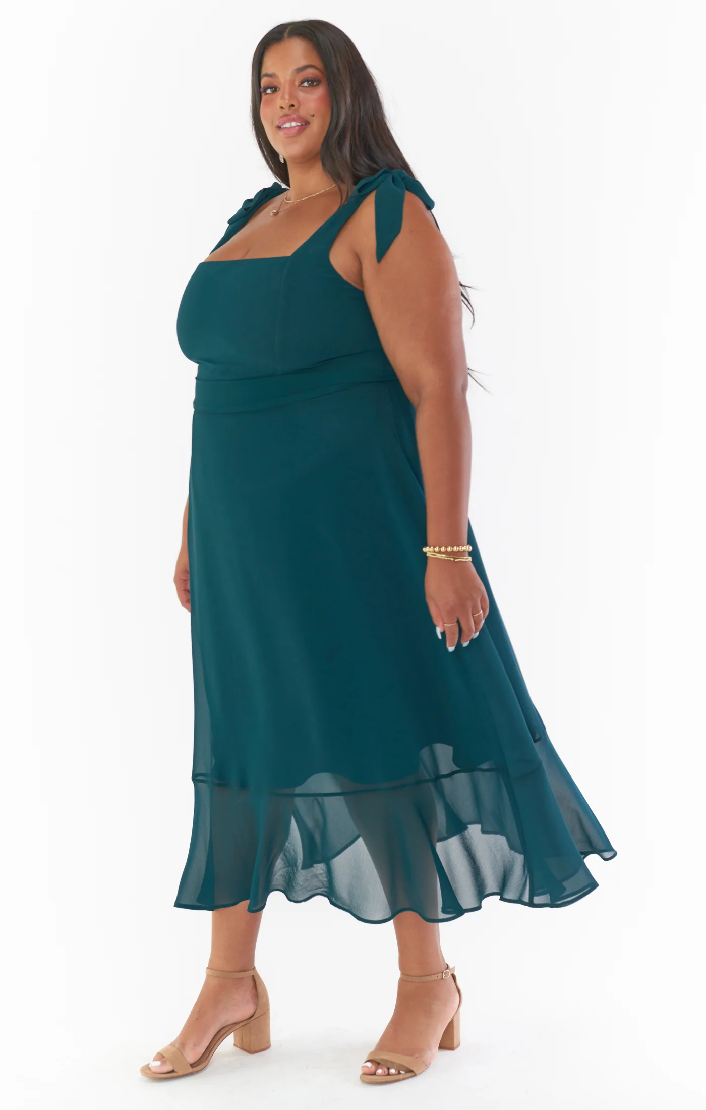 Claire Midi Dress ~ Emerald Chiffon - Image 15
