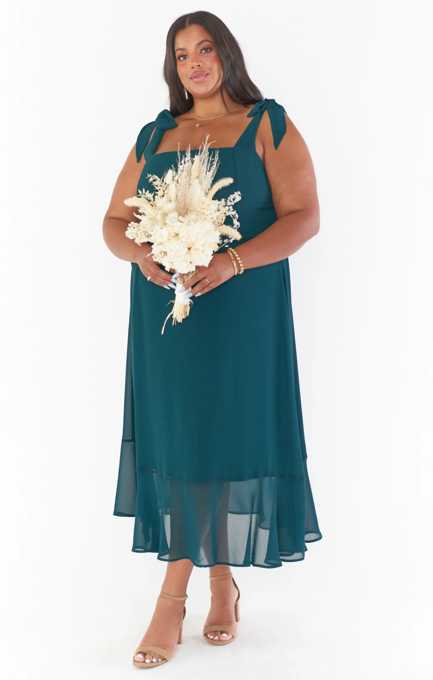 Claire Midi Dress ~ Emerald Chiffon - Image 19