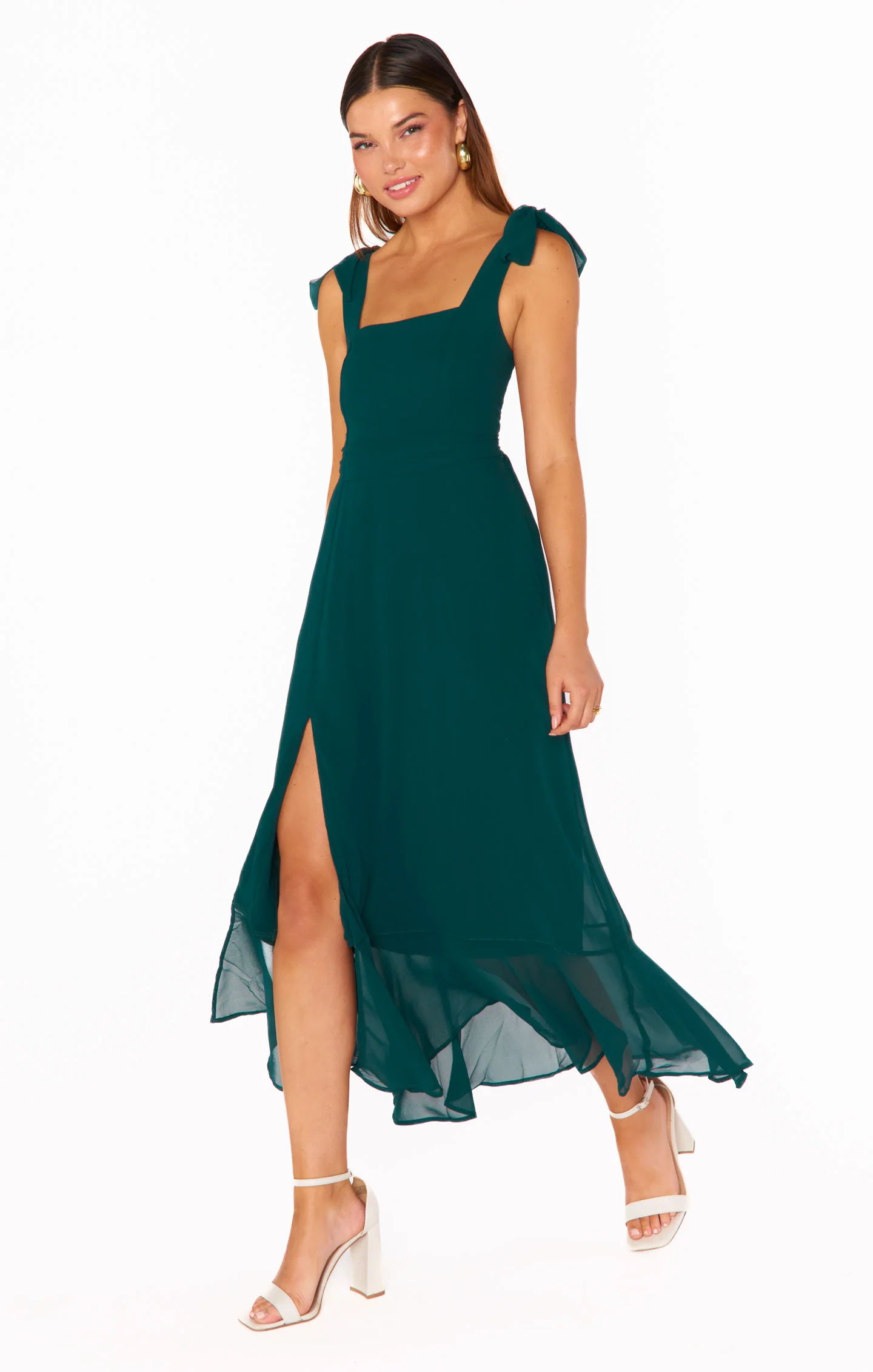 Claire Midi Dress ~ Emerald Chiffon - Image 6