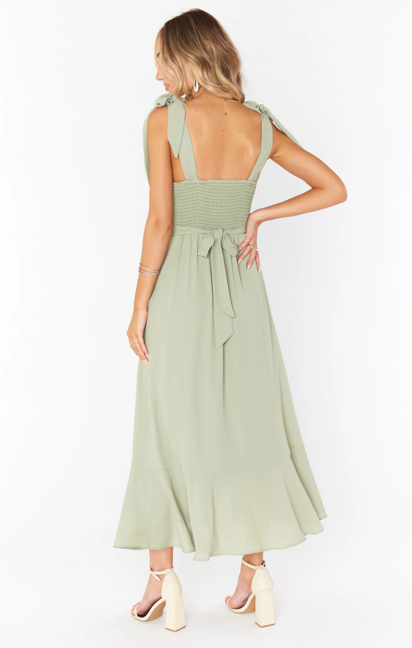 Claire Midi Dress ~ Moss Green Crisp - Image 4
