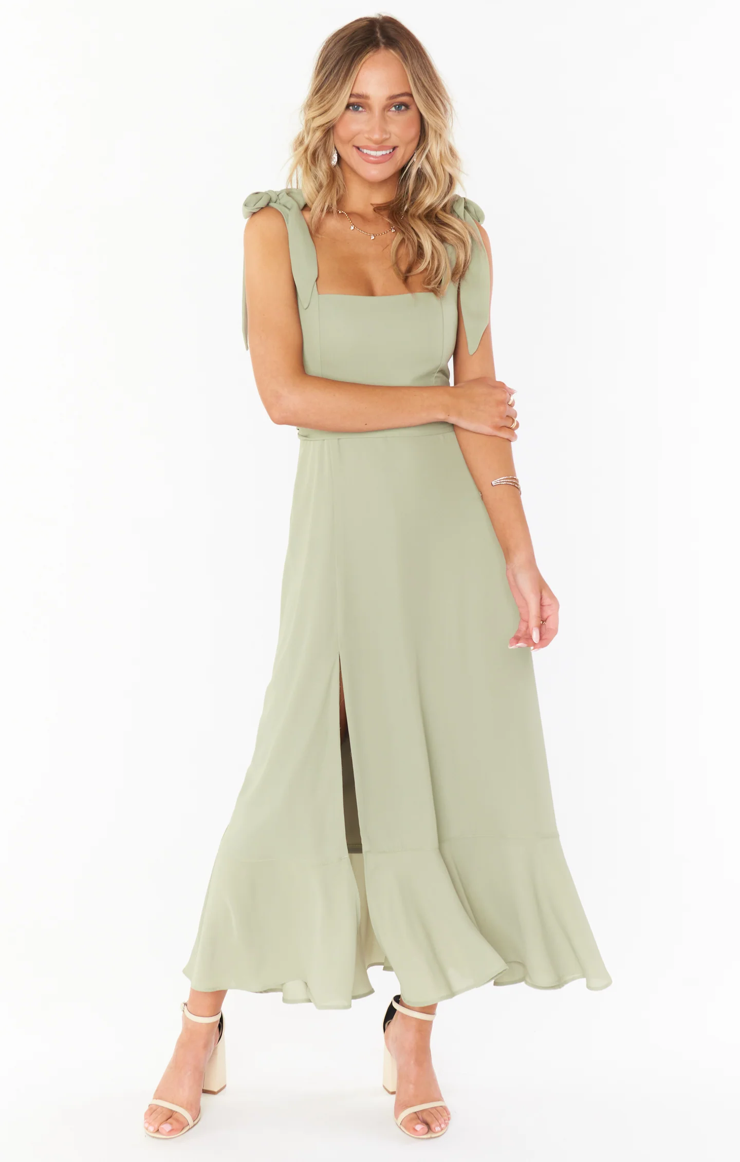 Claire Midi Dress ~ Moss Green Crisp - Image 5