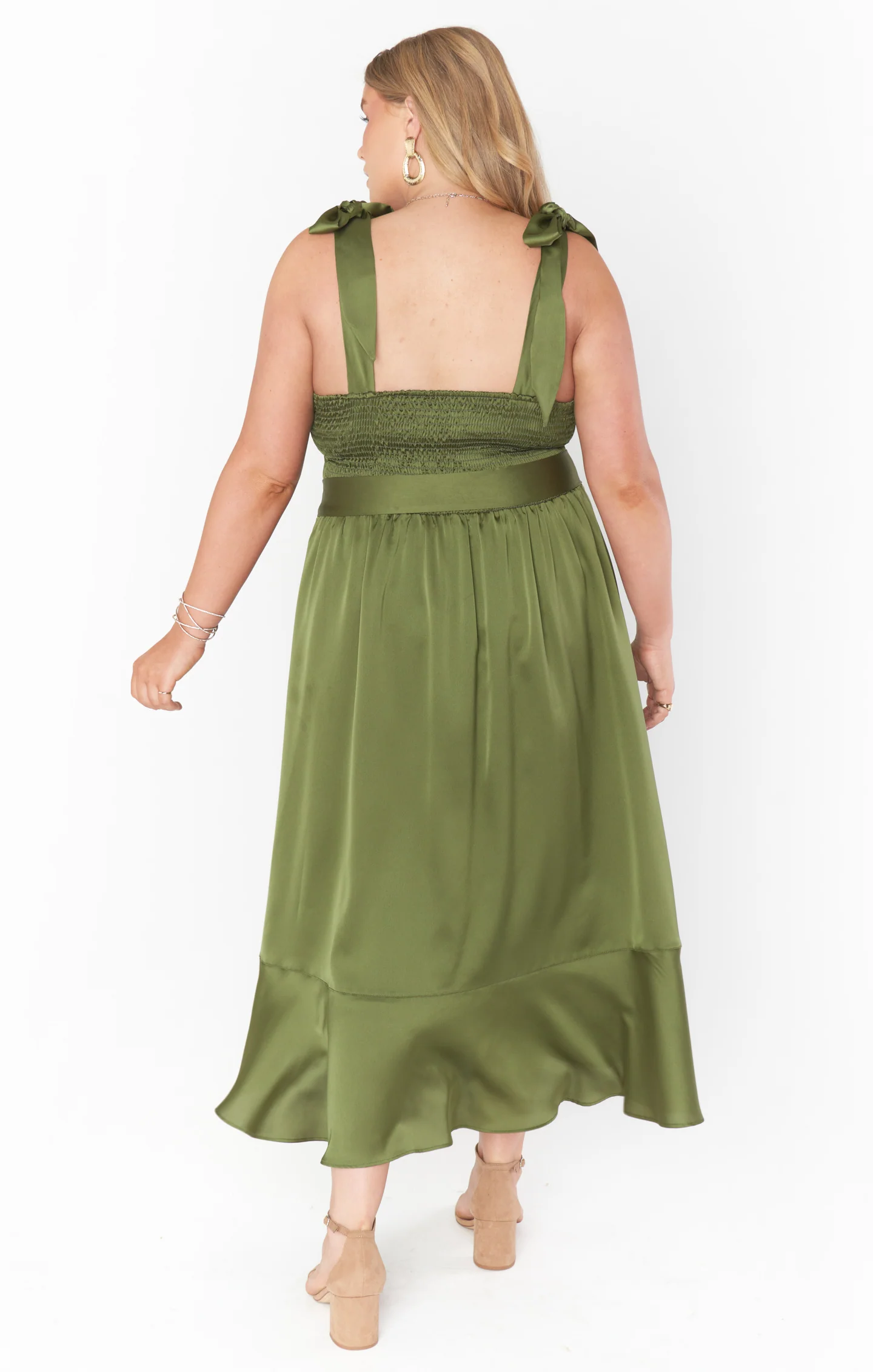 Claire Midi Dress ~ Rich Olive Luxe Satin - Image 16