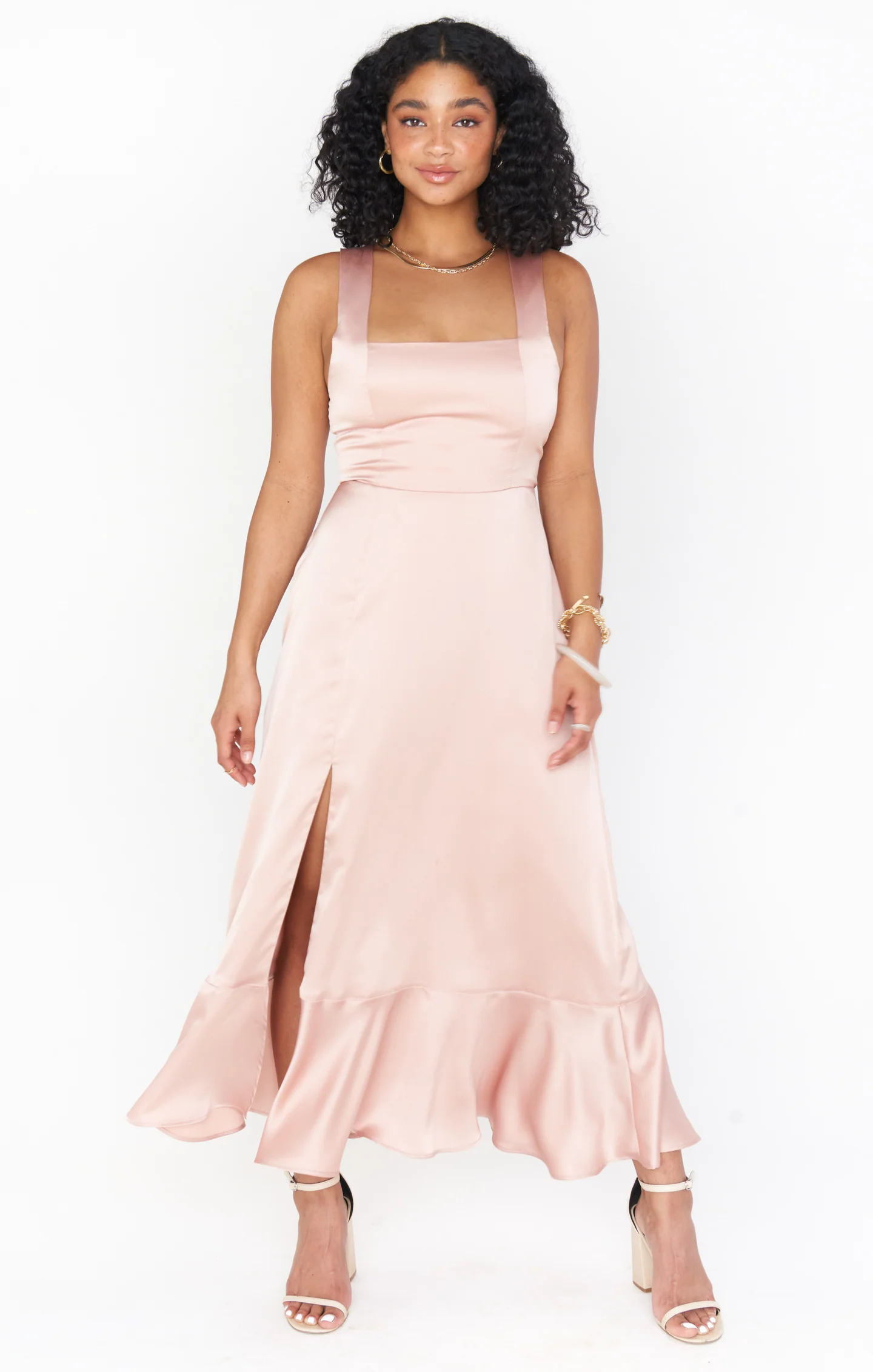 Claire Midi Dress ~ Rose Gold Luxe Satin - Image 7