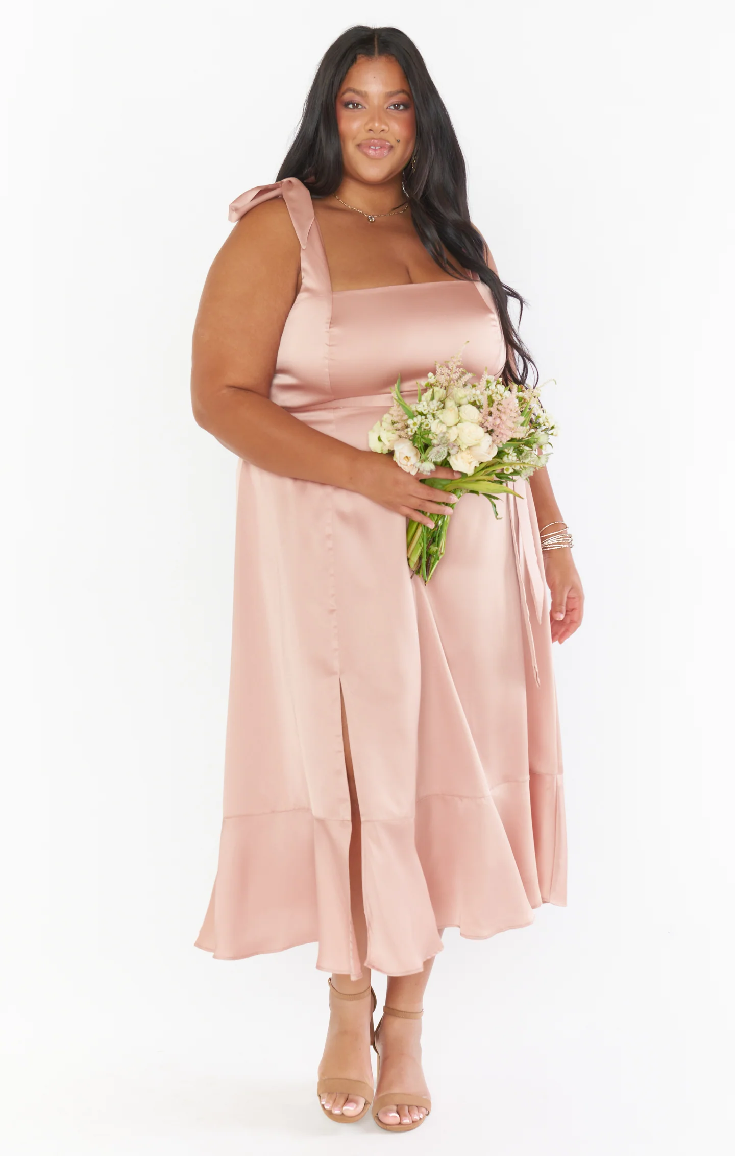 Claire Midi Dress ~ Rose Gold Luxe Satin - Image 8