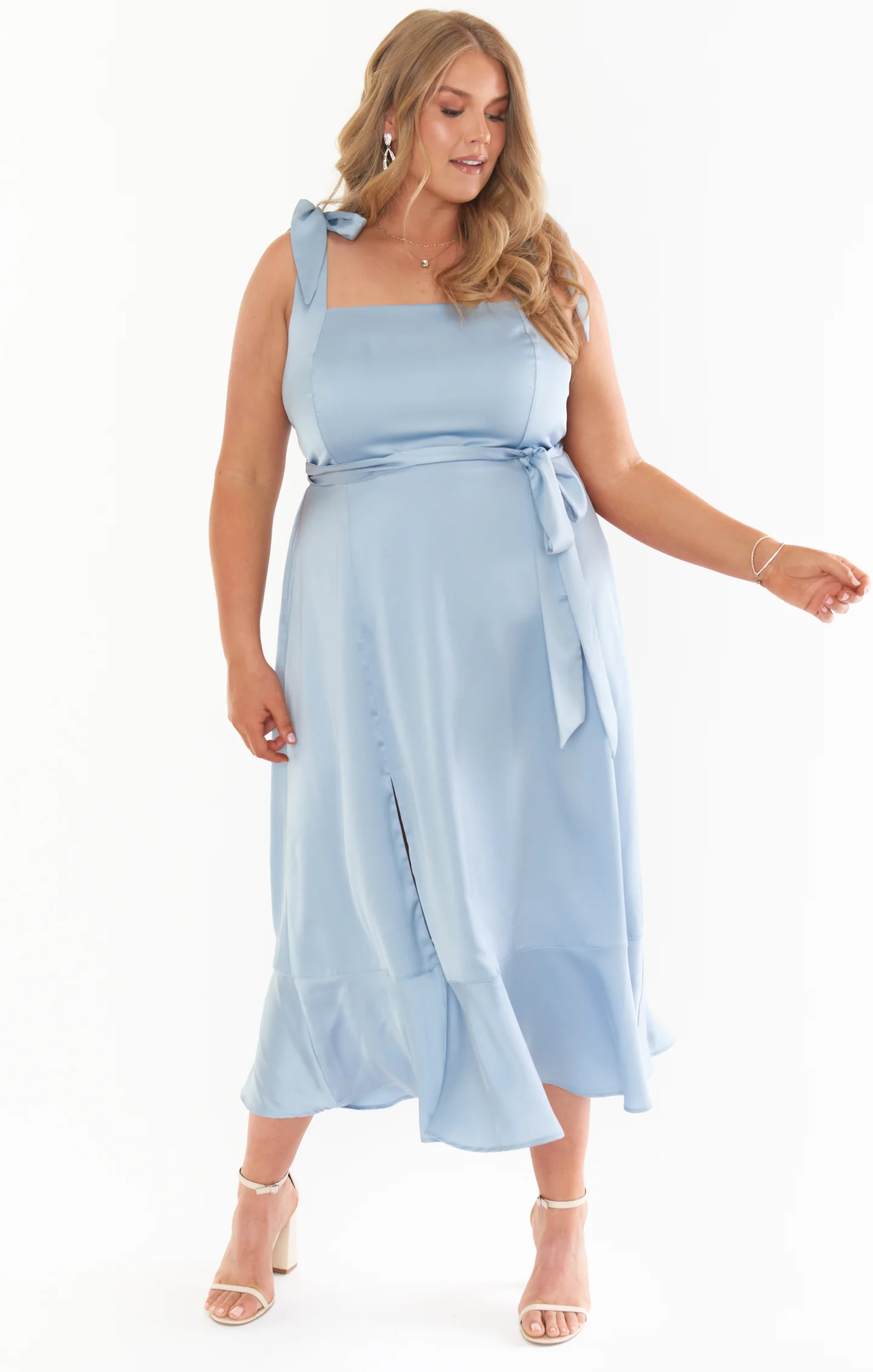 Claire Midi Dress ~ Steel Blue Luxe Satin - Image 13