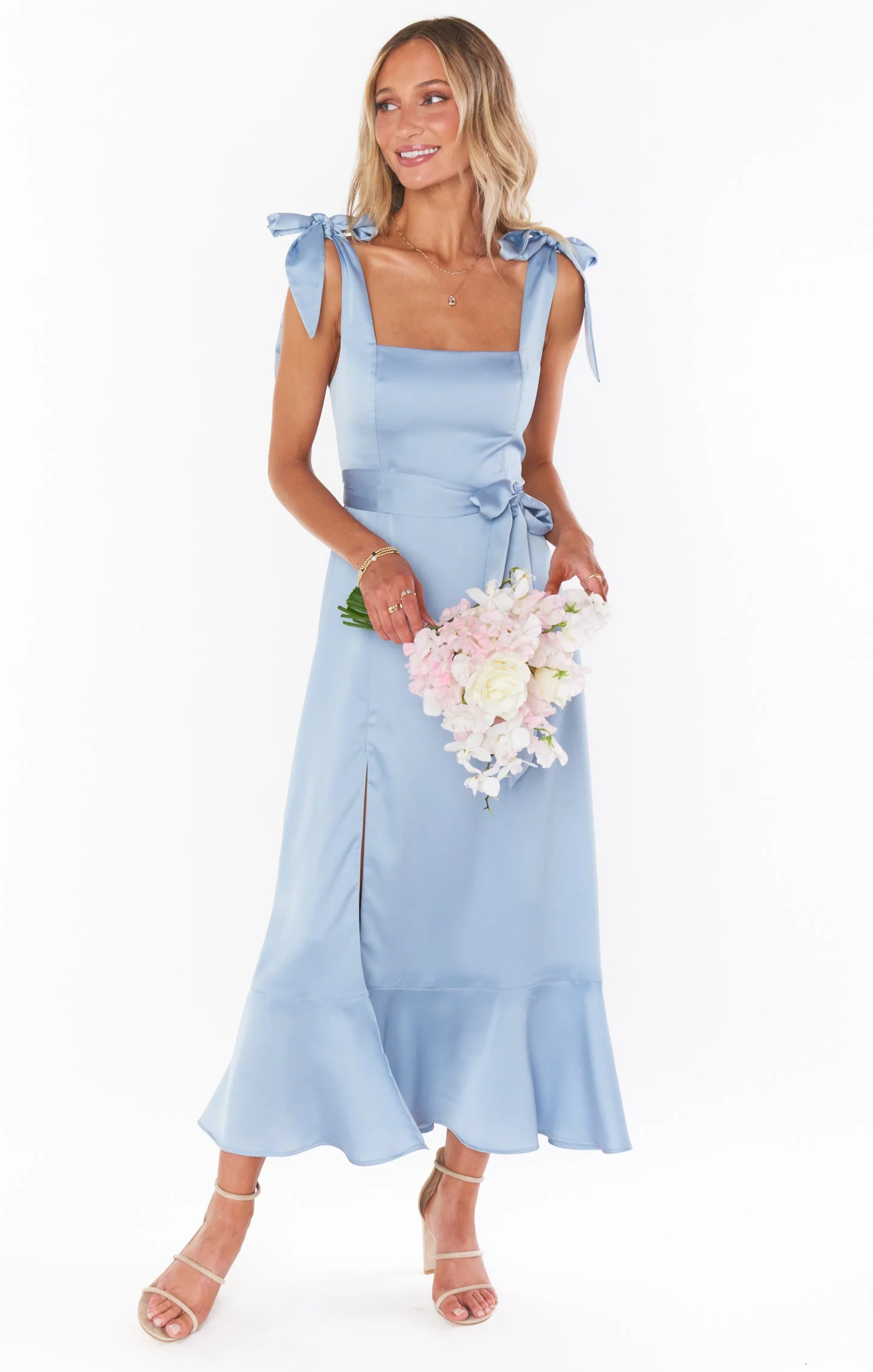 Claire Midi Dress ~ Steel Blue Luxe Satin - Image 18