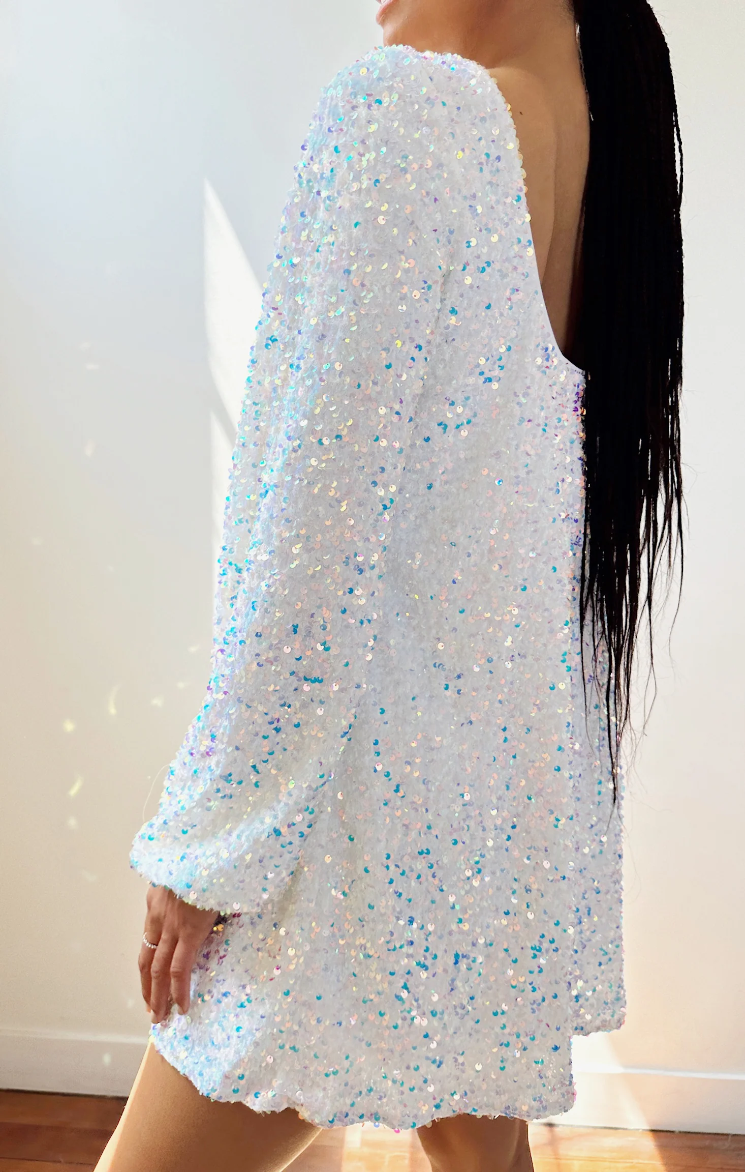 Clarabelle Dress ~ White Sparkle Sequins - Image 2