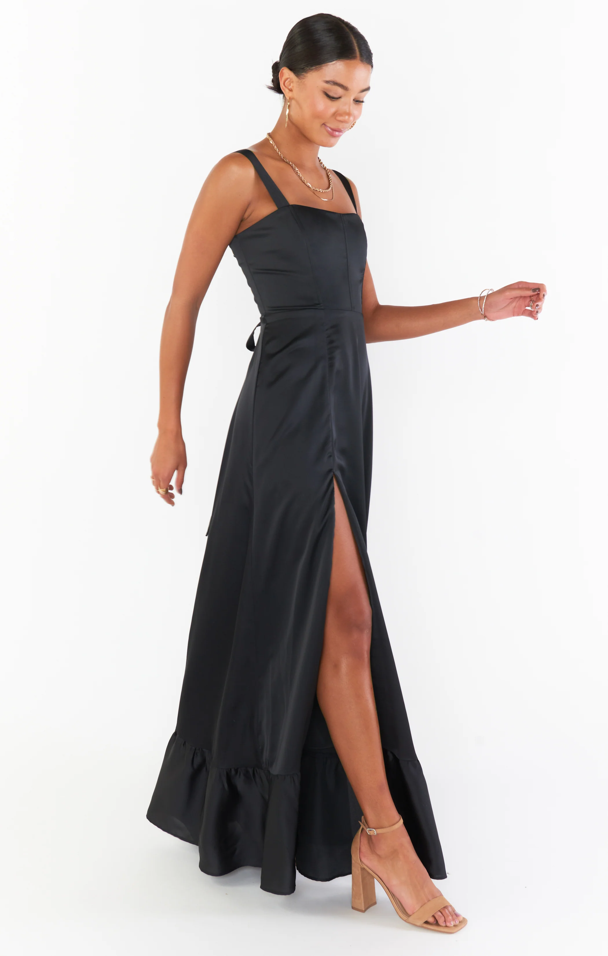 Clarissa Corset Dress ~ Black Luxe Satin - Image 3