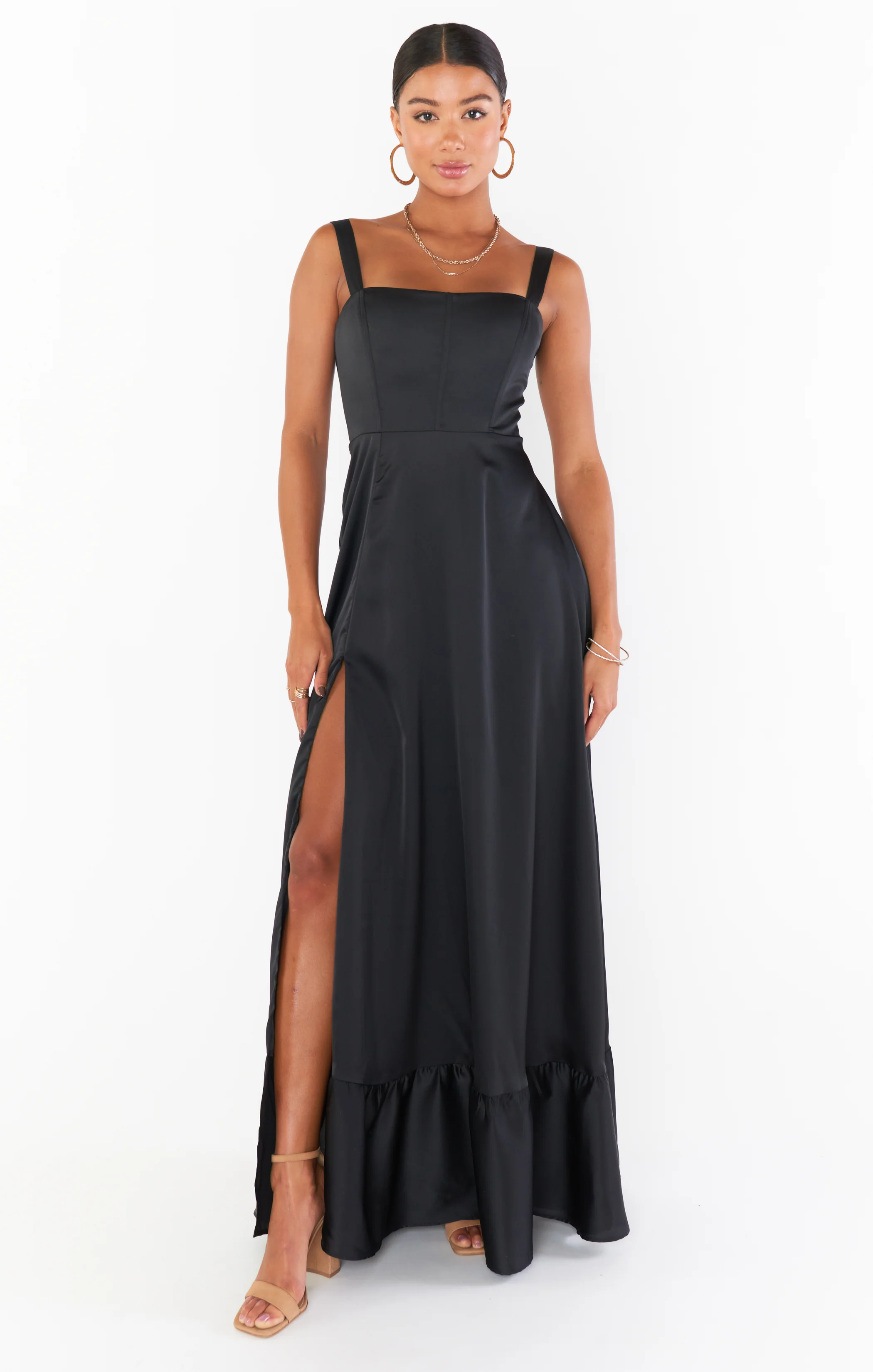 Clarissa Corset Dress ~ Black Luxe Satin - Image 4