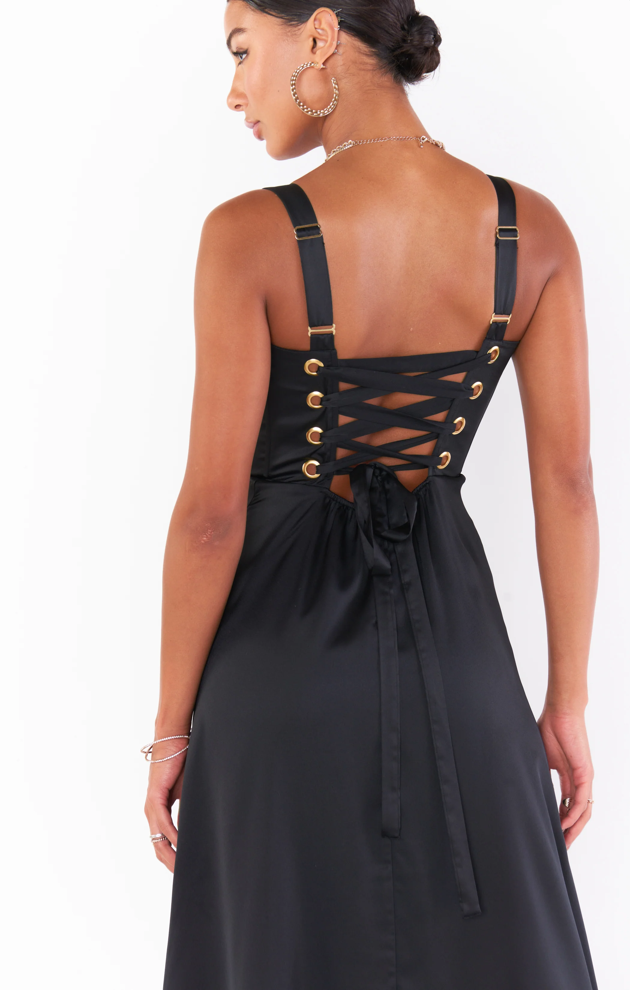 Clarissa Corset Dress ~ Black Luxe Satin - Image 5