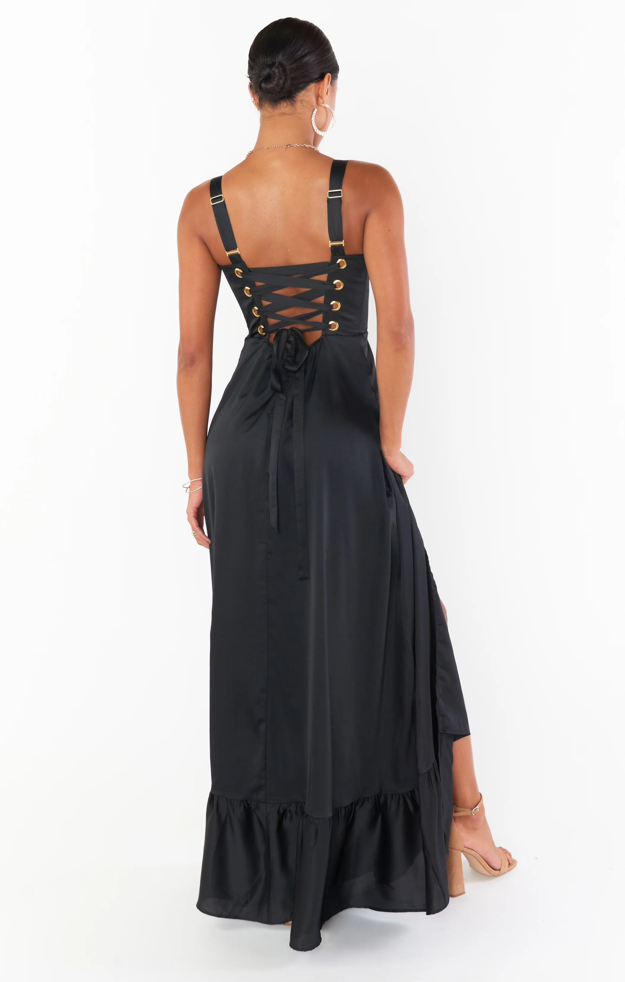 Clarissa Corset Dress ~ Black Luxe Satin - Image 6