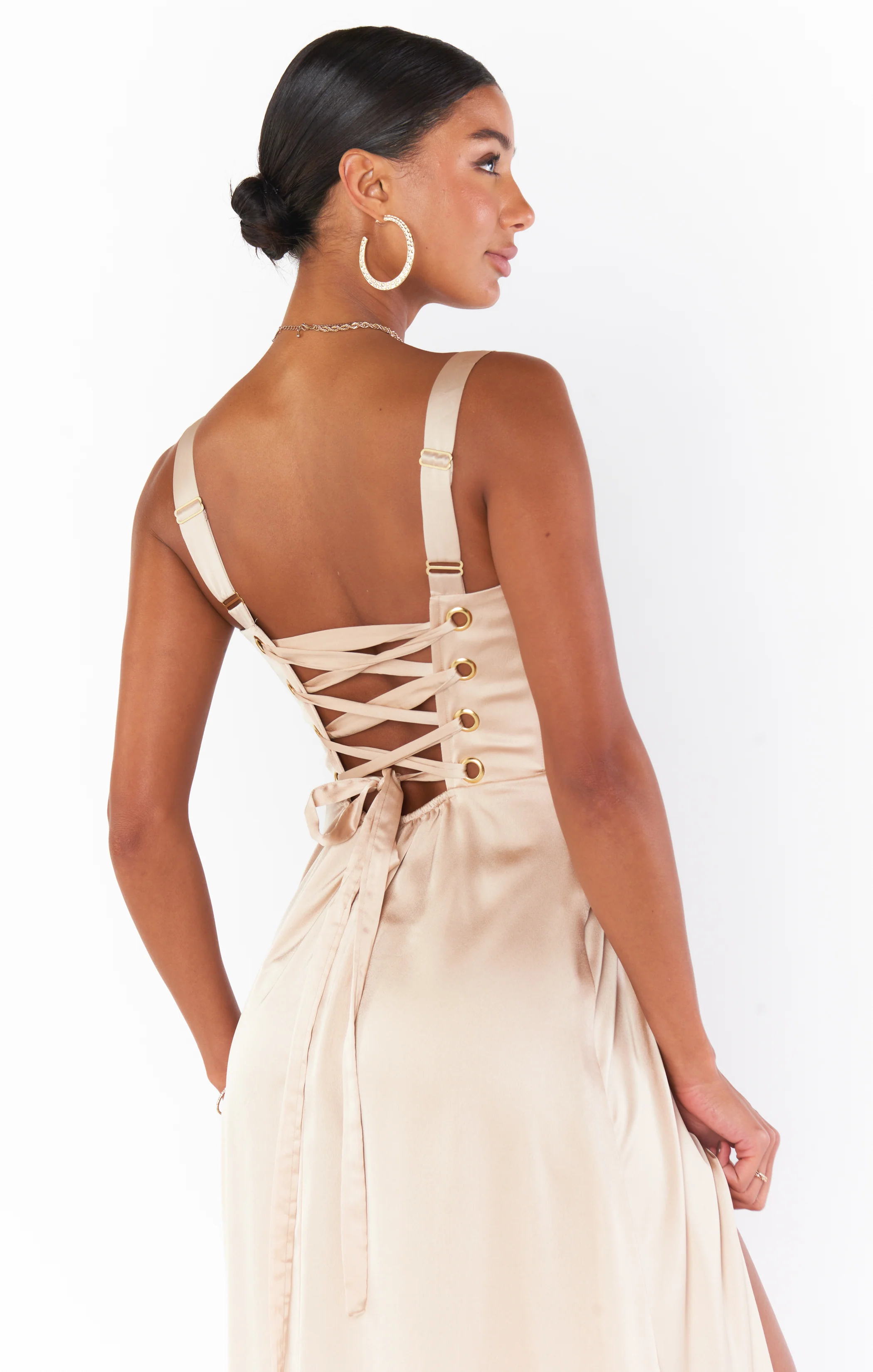 Clarissa Corset Dress ~ Champagne Luxe Satin - Image 10