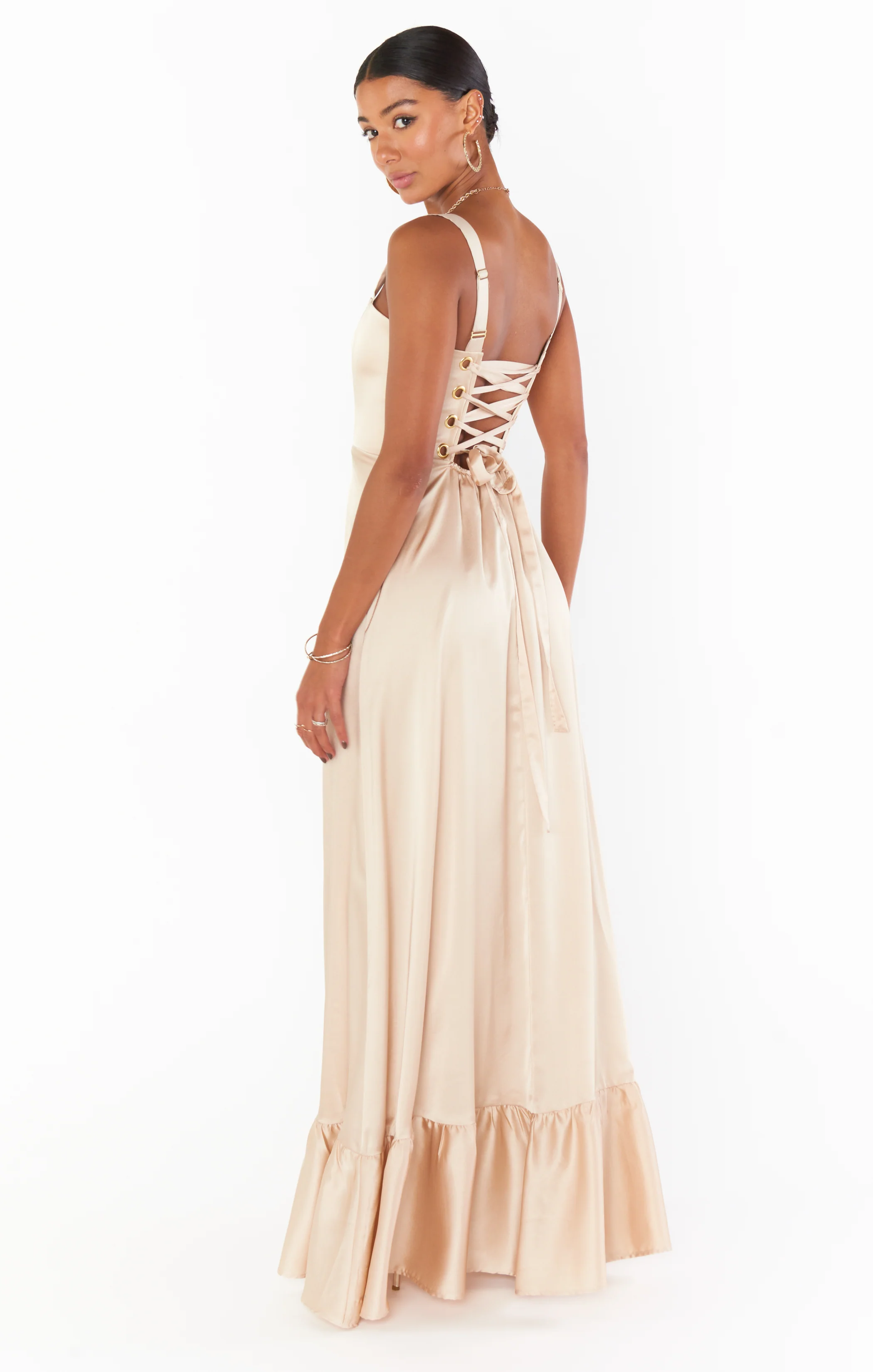 Clarissa Corset Dress ~ Champagne Luxe Satin - Image 12