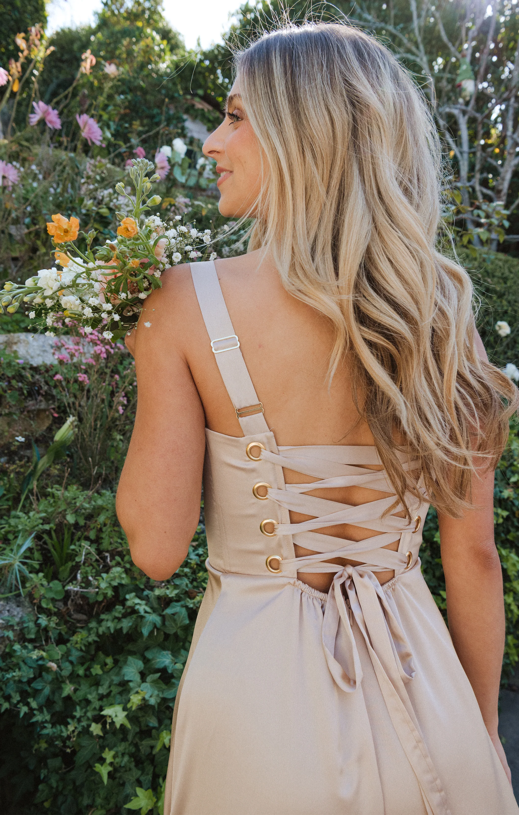 Clarissa Corset Dress ~ Champagne Luxe Satin - Image 2