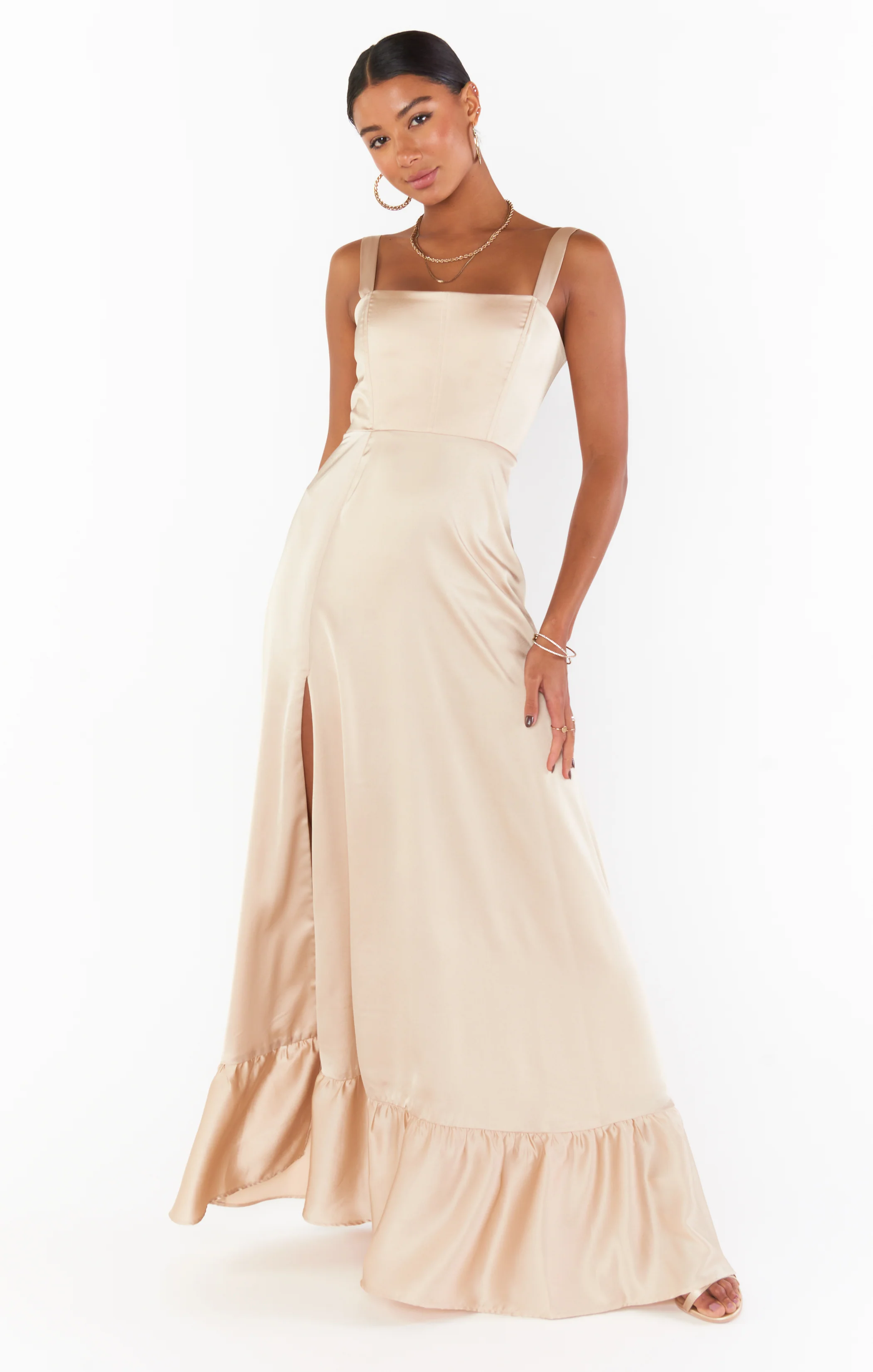 Clarissa Corset Dress ~ Champagne Luxe Satin - Image 7