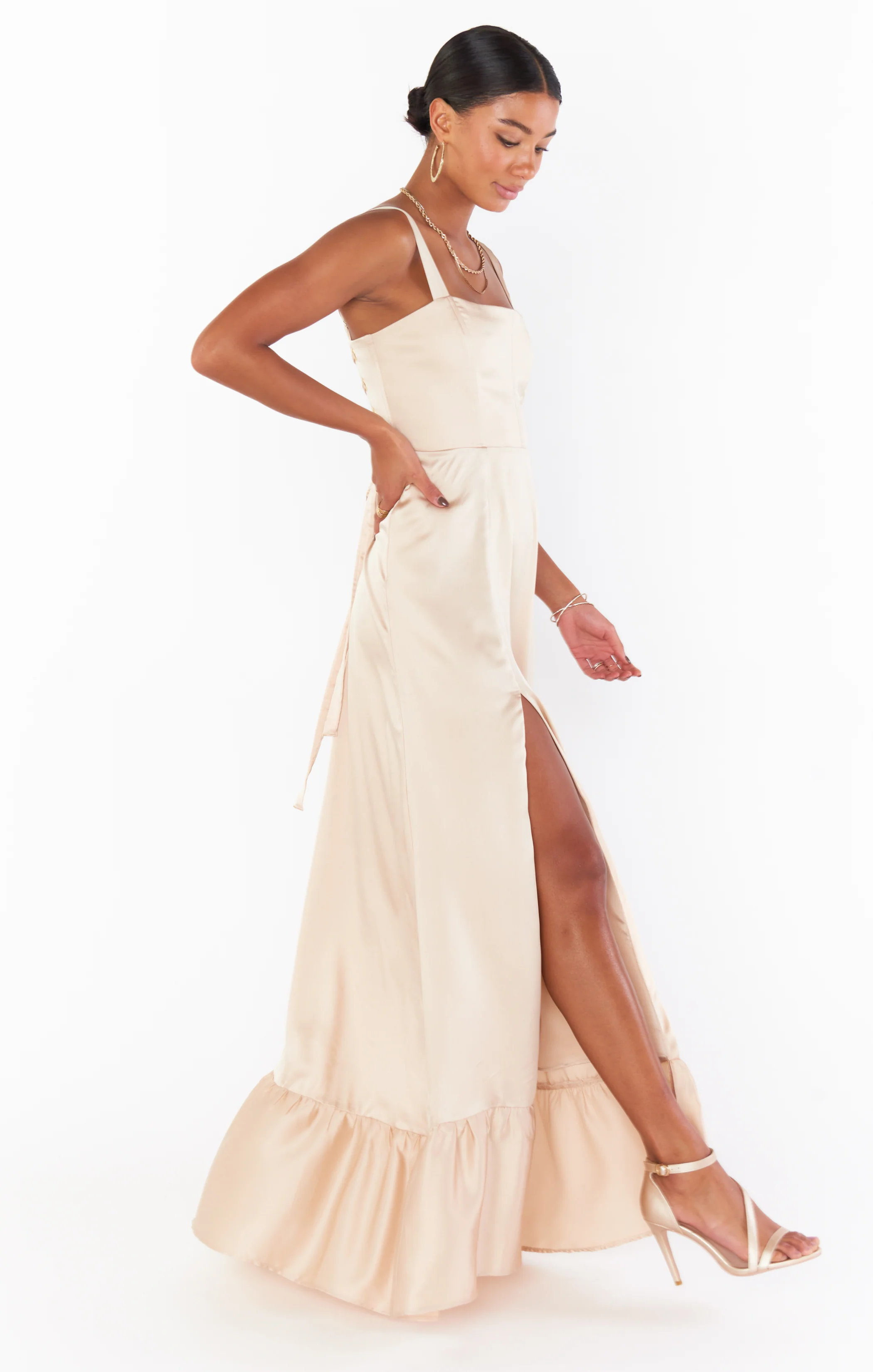 Clarissa Corset Dress ~ Champagne Luxe Satin - Image 9