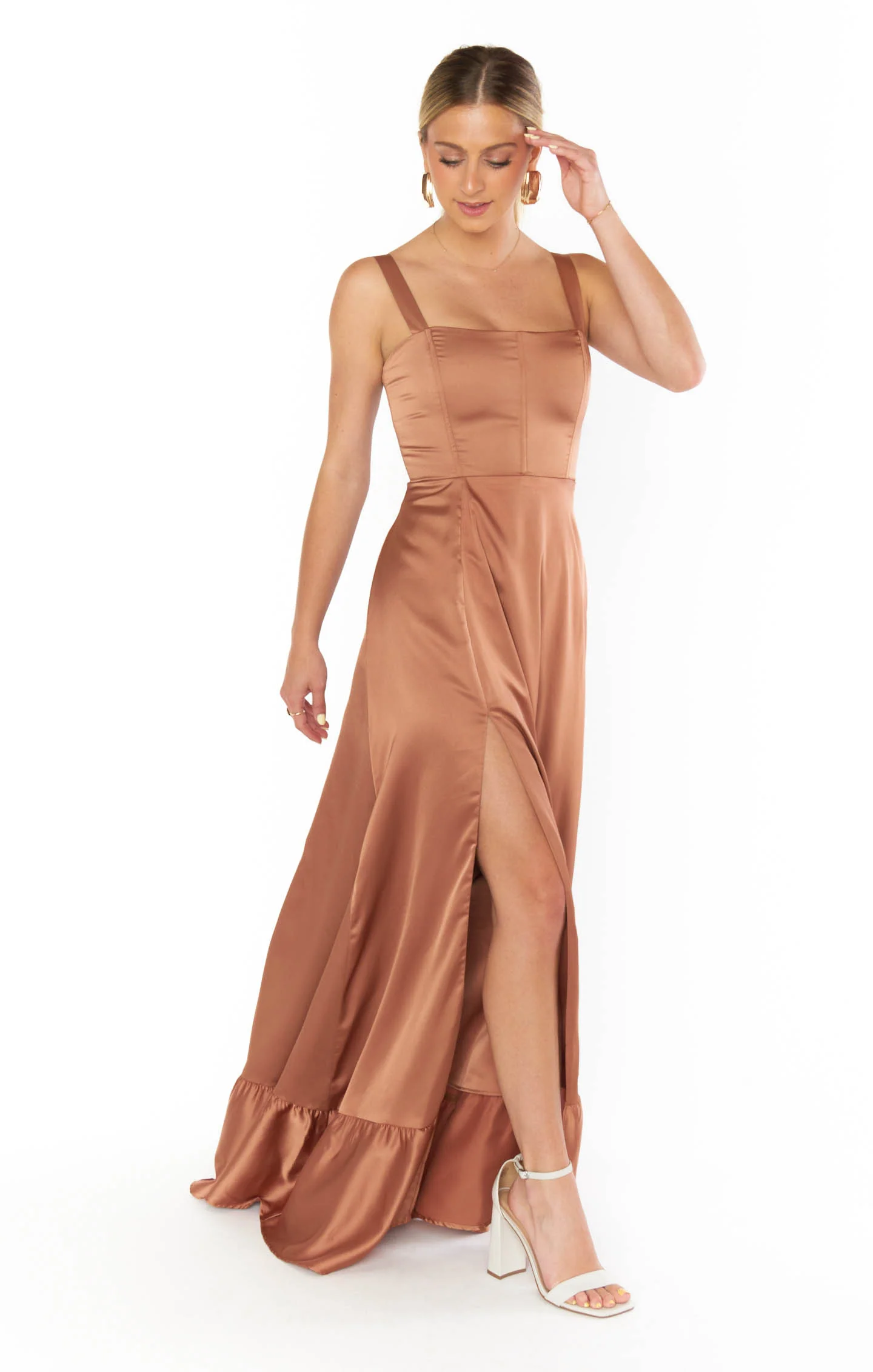 Clarissa Corset Dress ~ Copper Luxe Satin - Image 3
