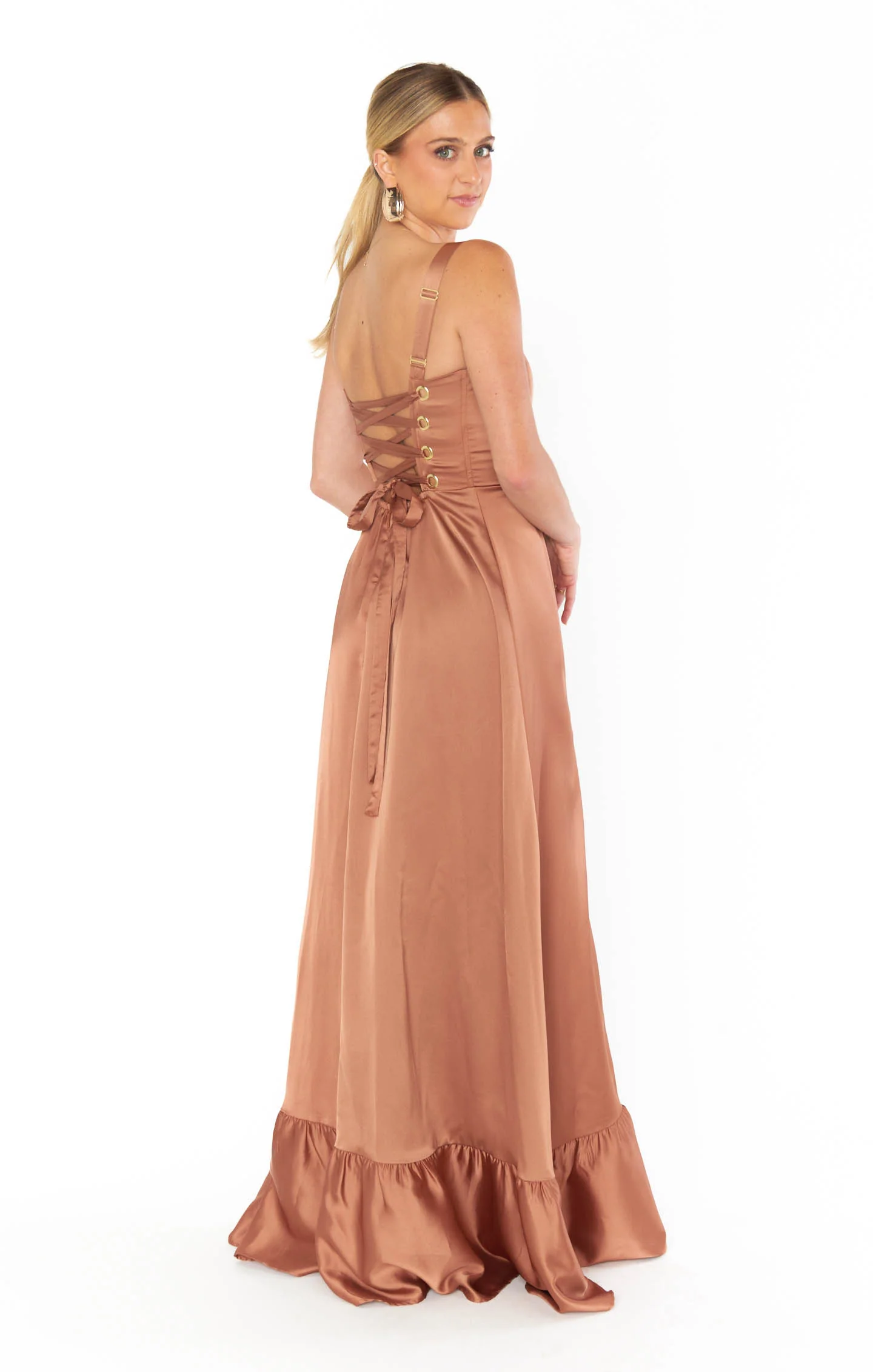 Clarissa Corset Dress ~ Copper Luxe Satin - Image 4