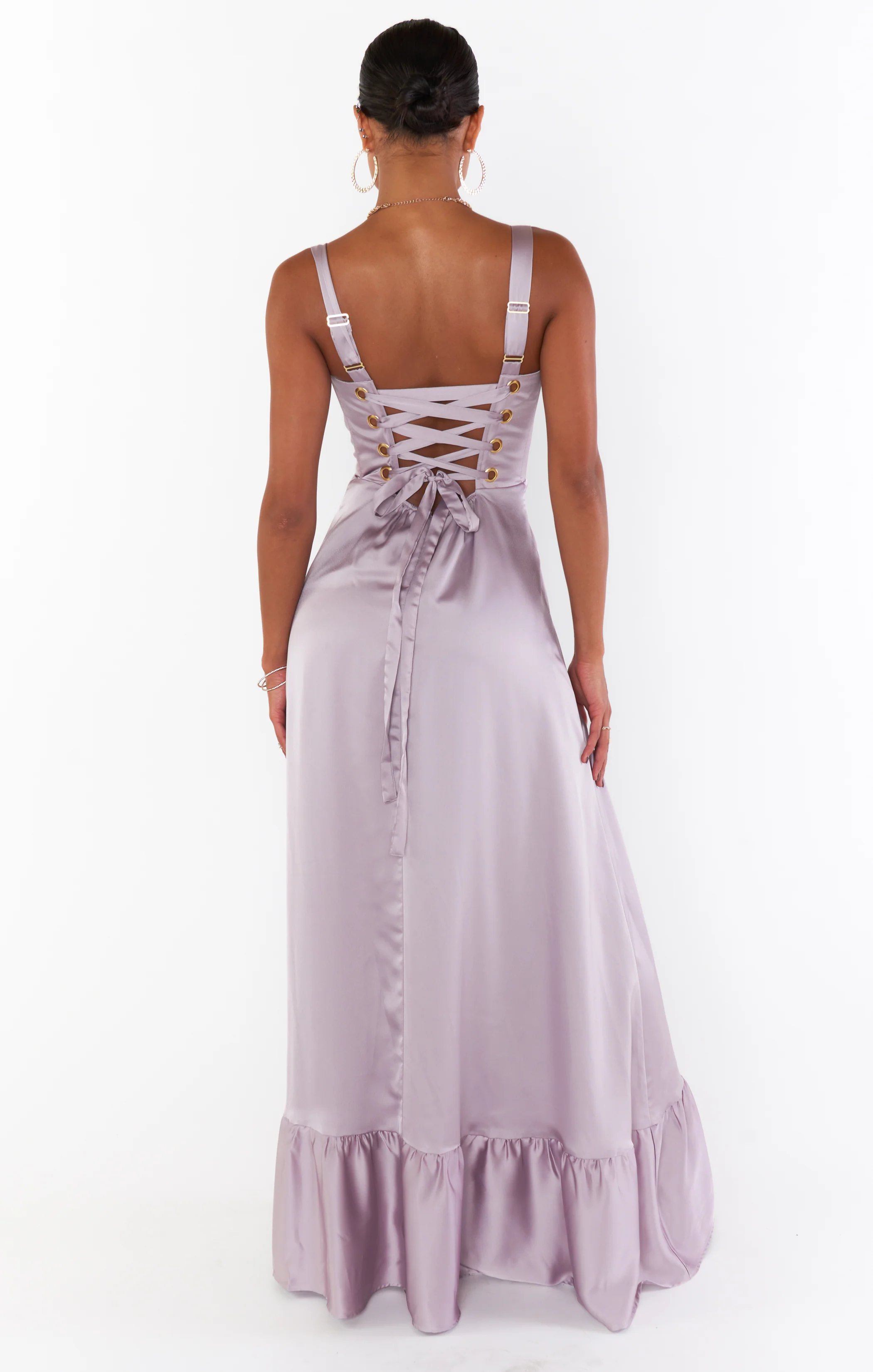 Clarissa Corset Dress ~ Dusty Purple Luxe Satin - Image 4