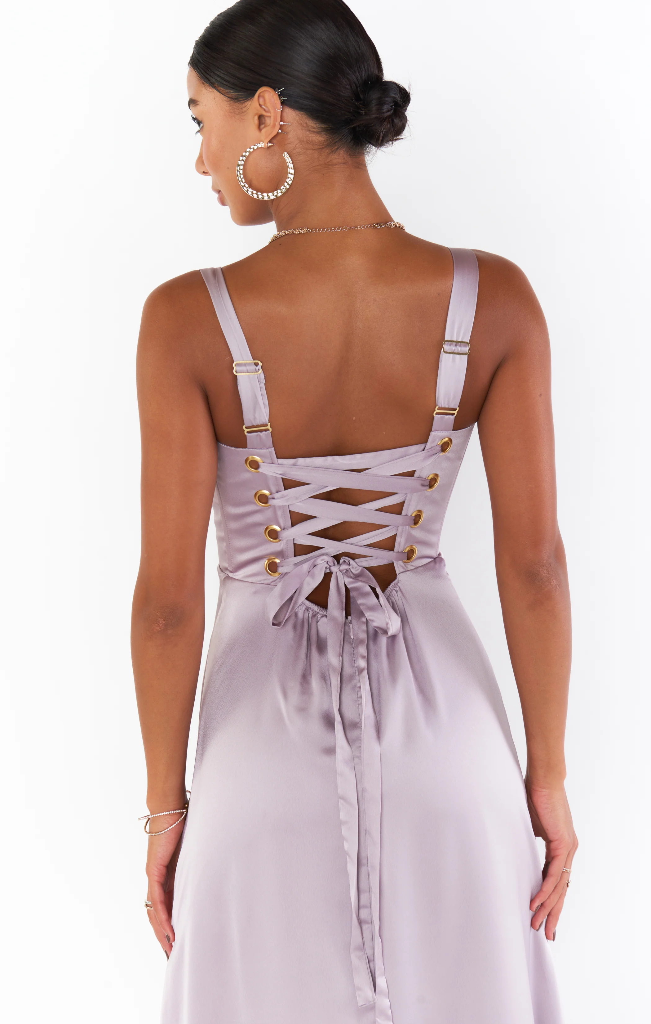 Clarissa Corset Dress ~ Dusty Purple Luxe Satin - Image 5