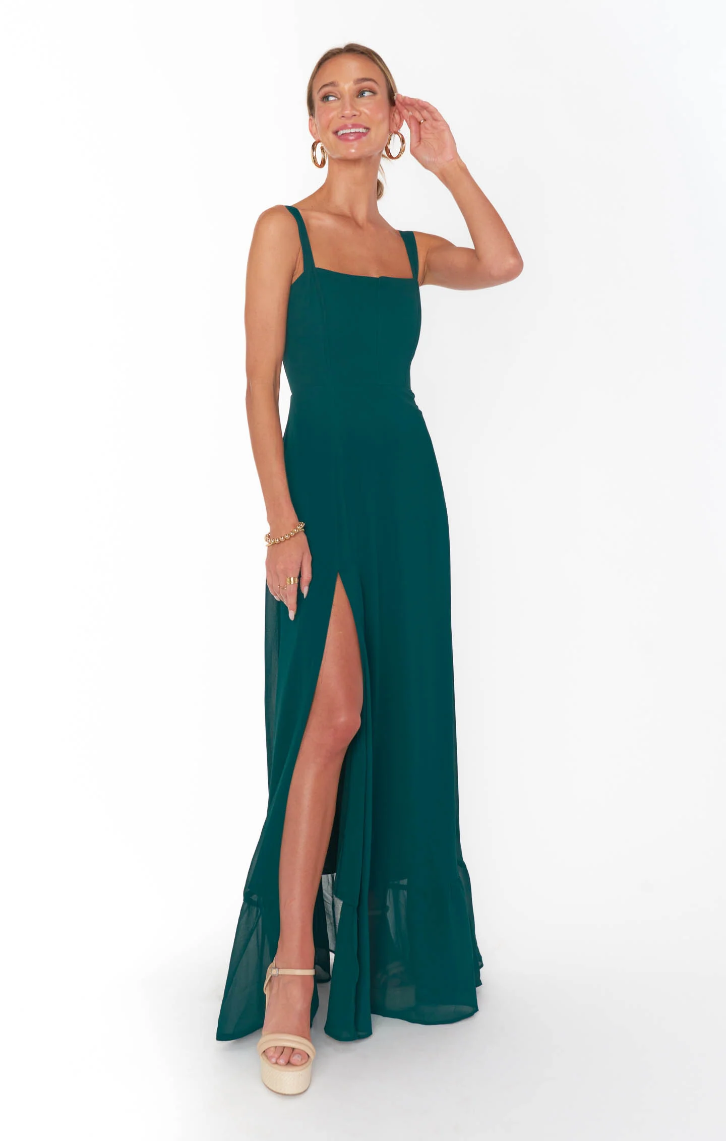 Clarissa Corset Dress ~ Emerald Chiffon - Image 3