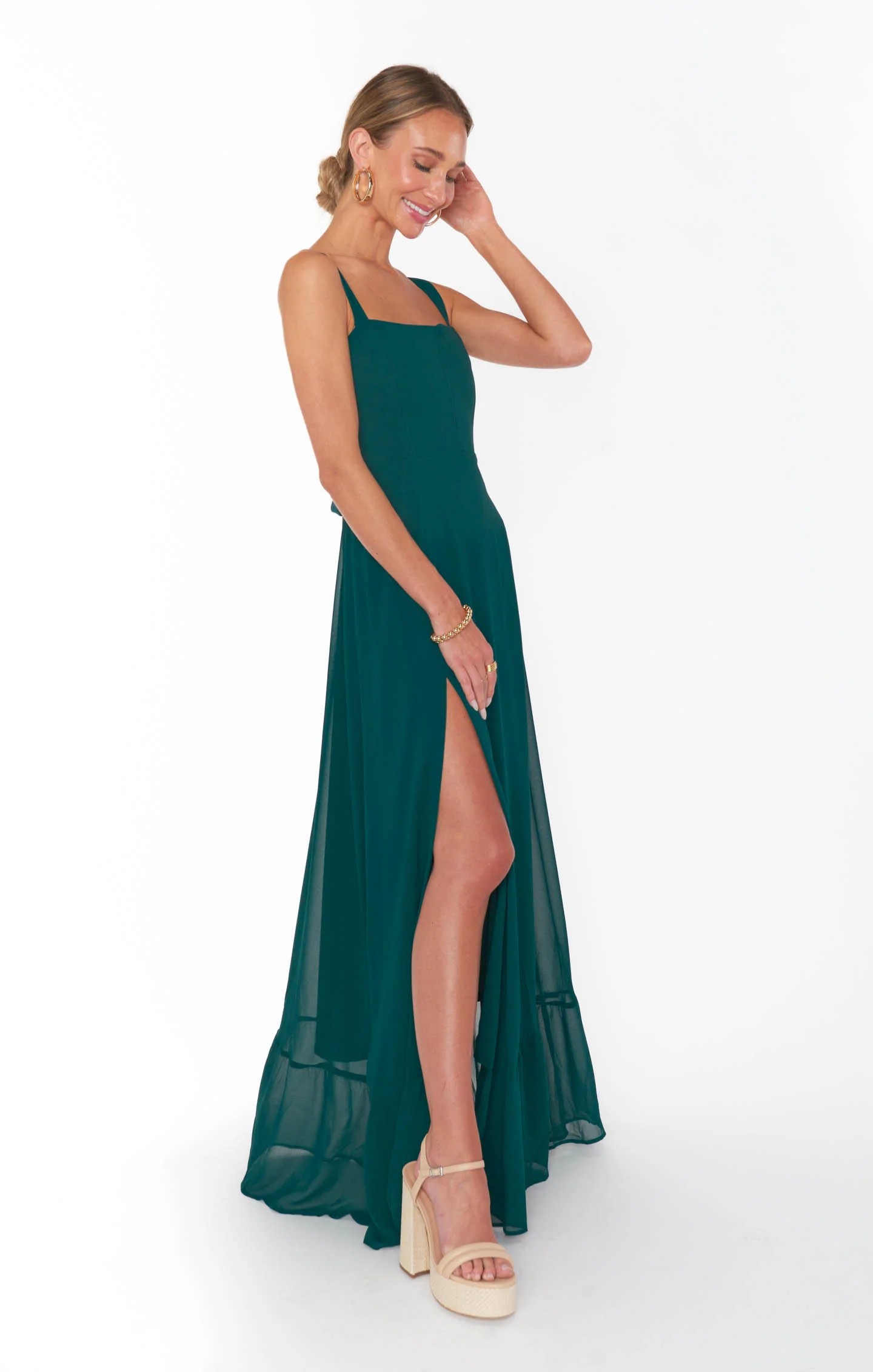 Clarissa Corset Dress ~ Emerald Chiffon - Image 4