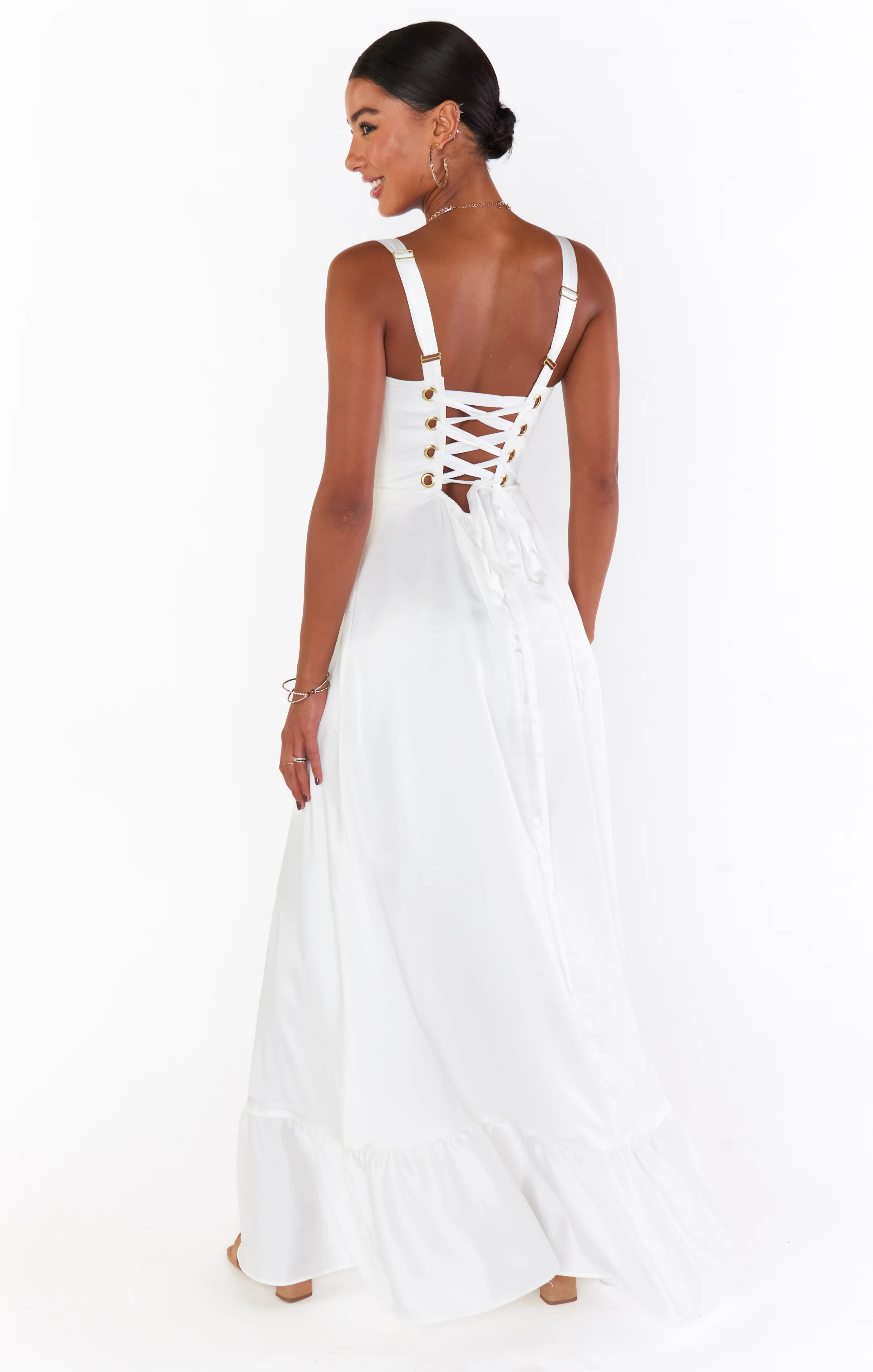 Clarissa Corset Dress ~ Ivory Luxe Satin - Image 8