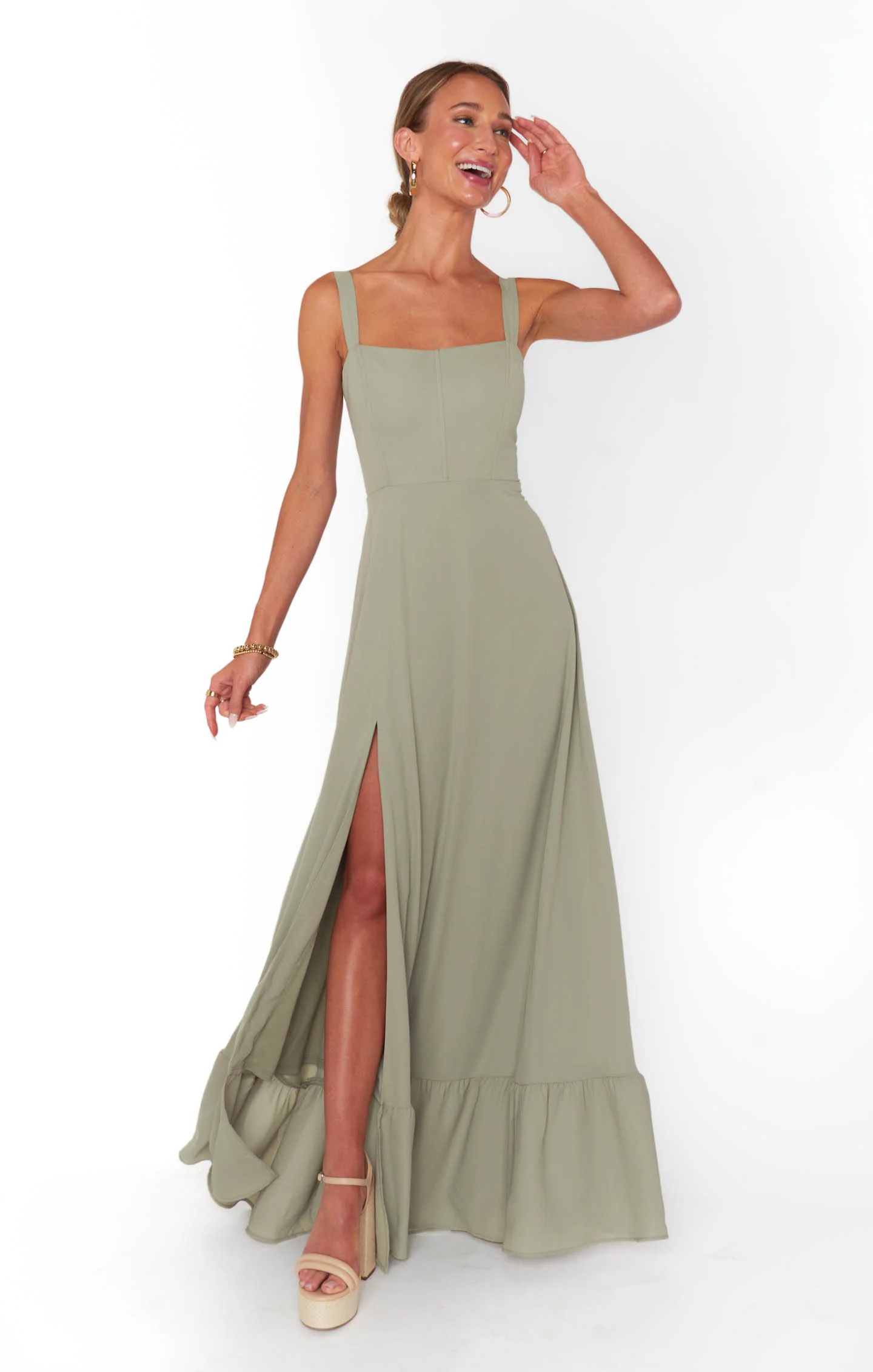 Clarissa Corset Dress ~ Moss Green Crisp - Image 3