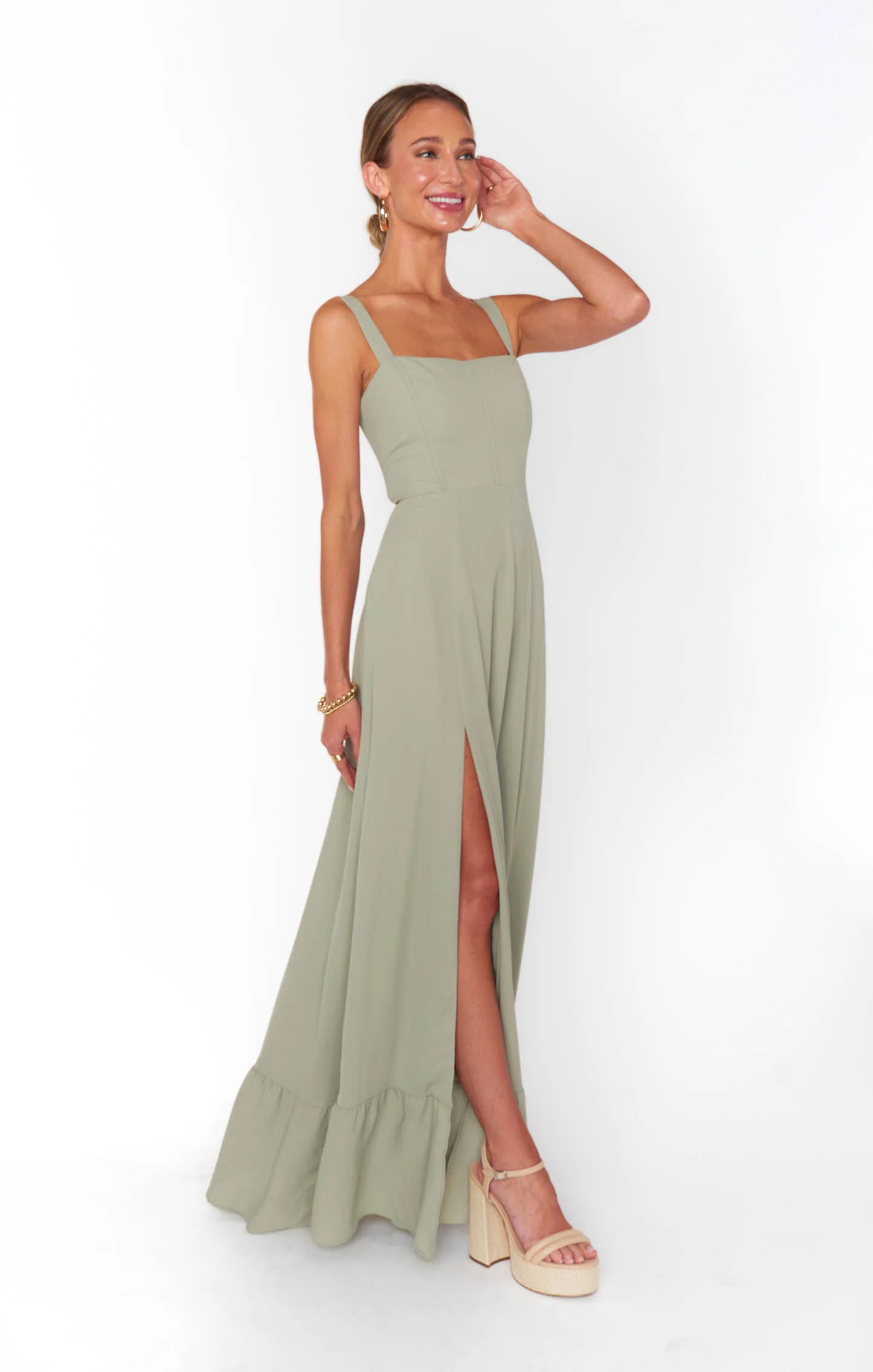 Clarissa Corset Dress ~ Moss Green Crisp - Image 4