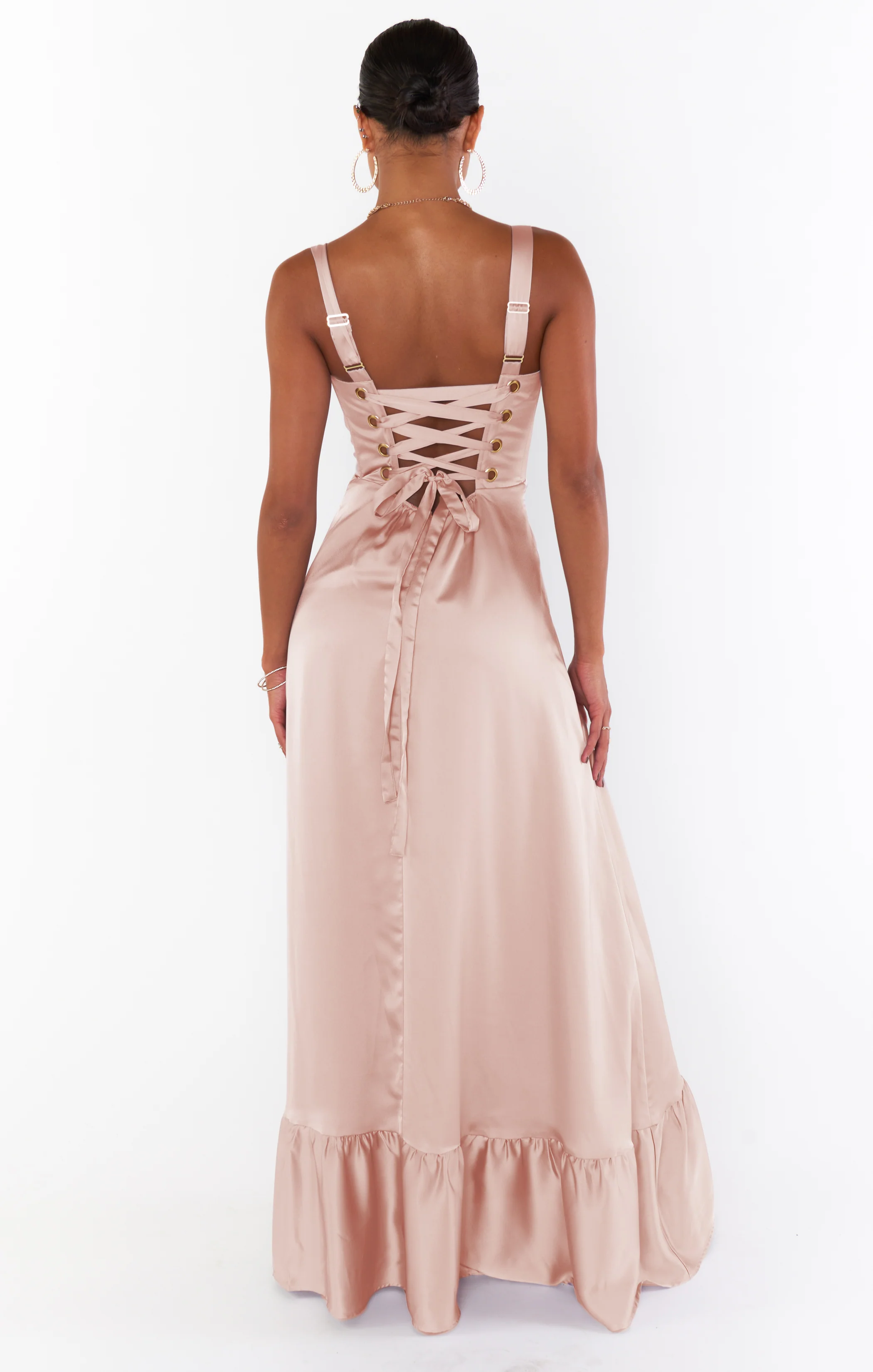 Clarissa Corset Dress ~ Rose Gold Luxe Satin - Image 2