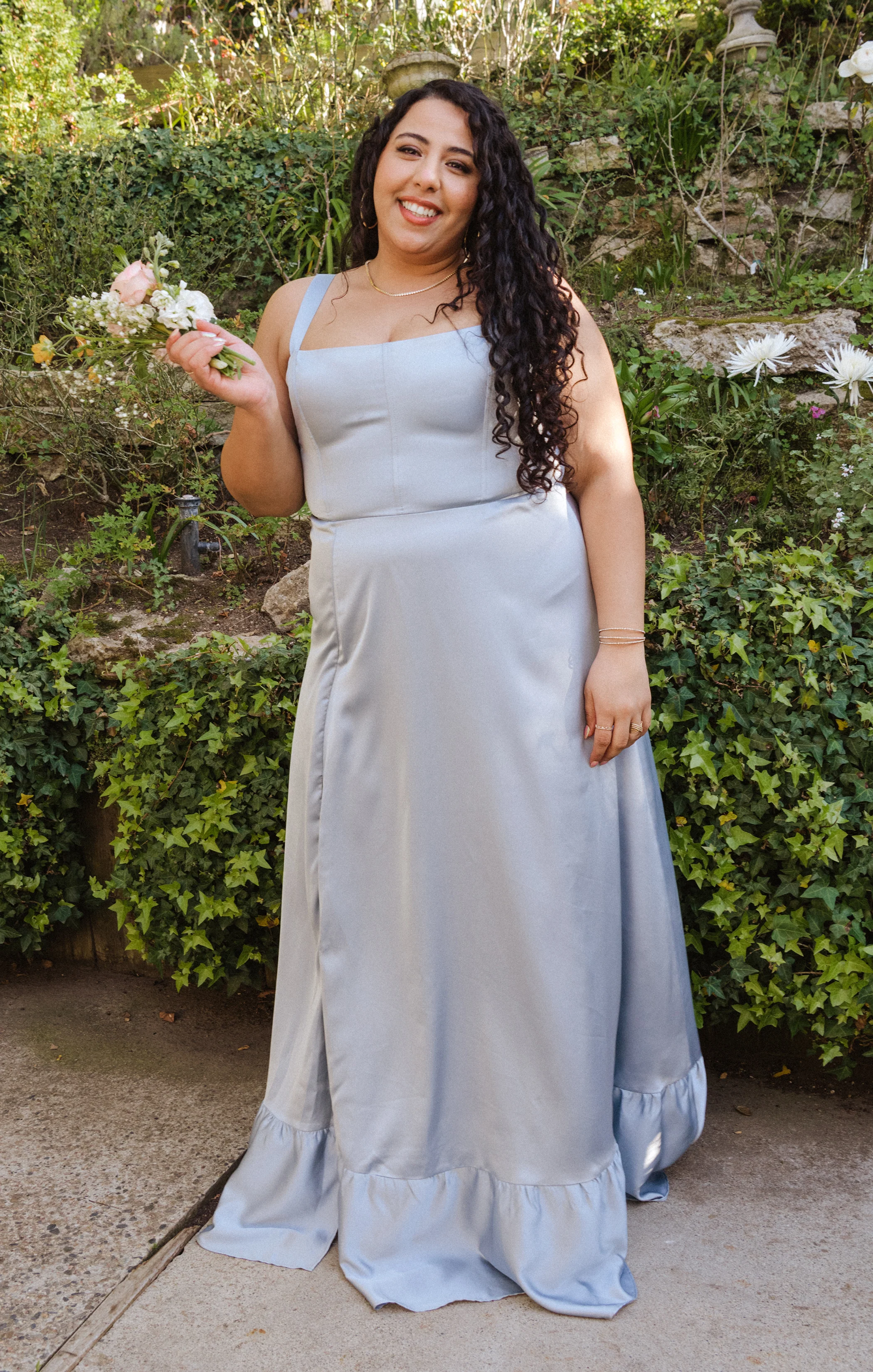 Clarissa Corset Dress ~ Steel Blue Luxe Satin - Image 4