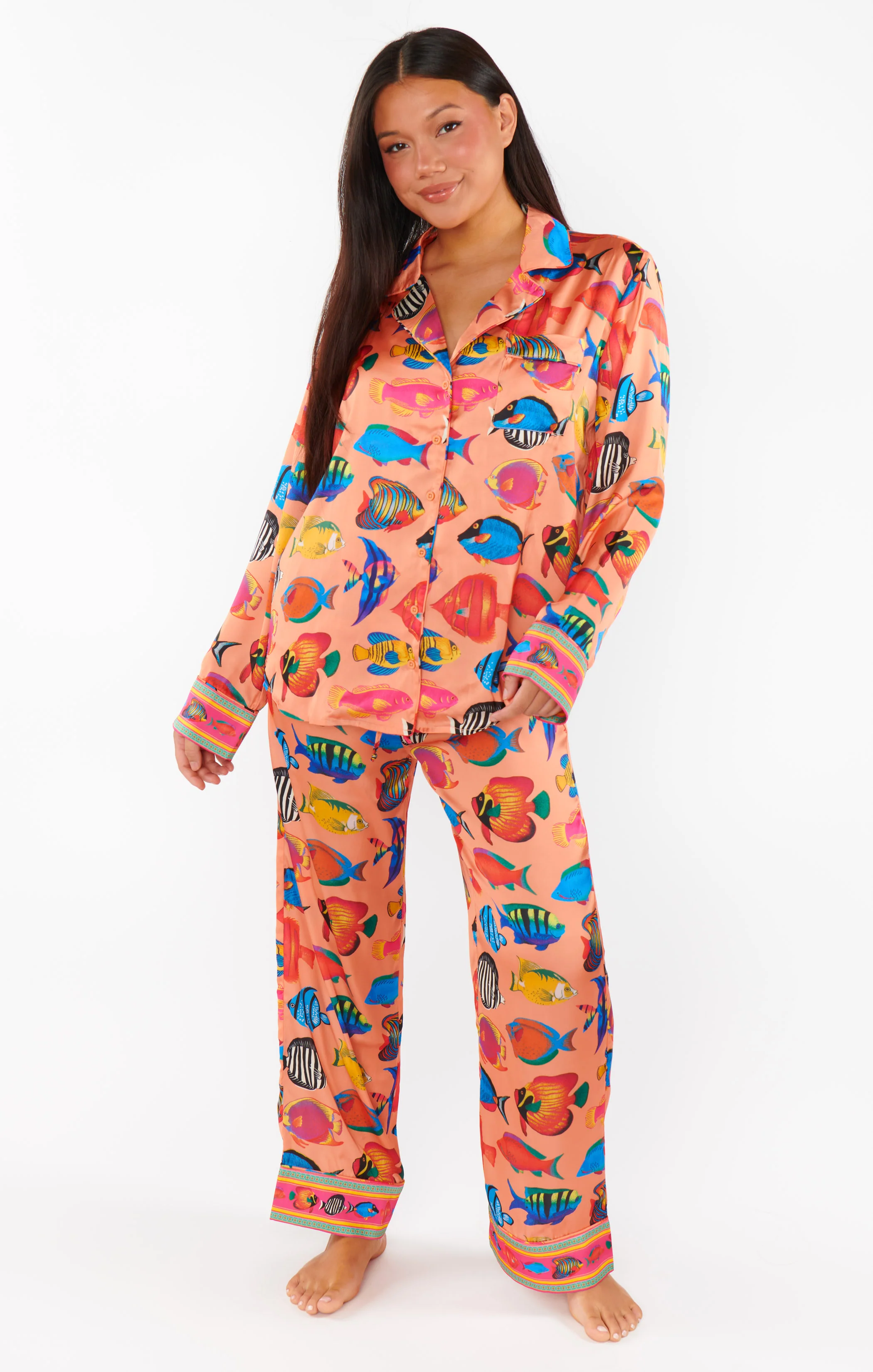 Classic PJ Set ~ Coral Rainbow Reef Silky - Image 3