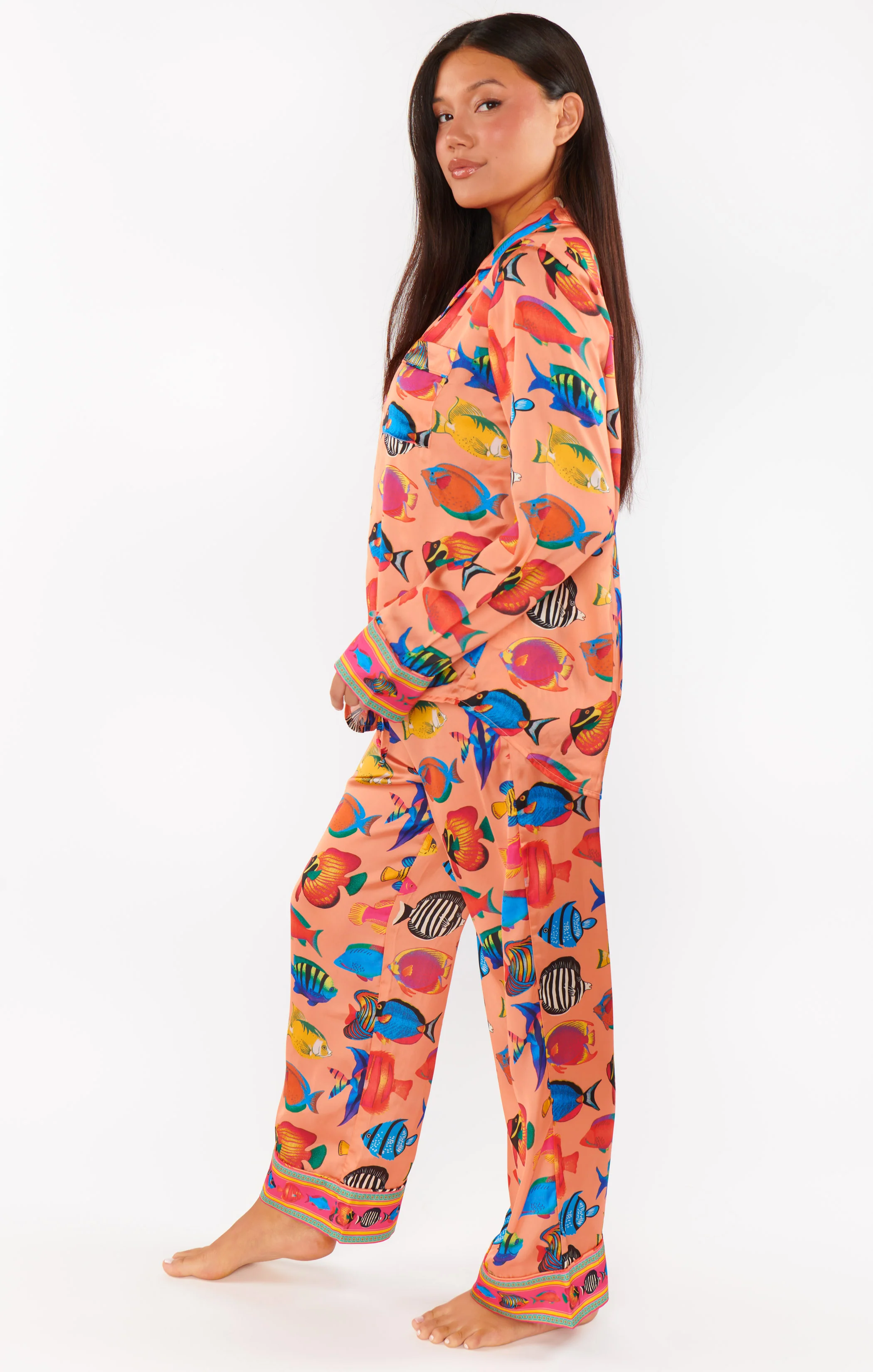 Classic PJ Set ~ Coral Rainbow Reef Silky - Image 5