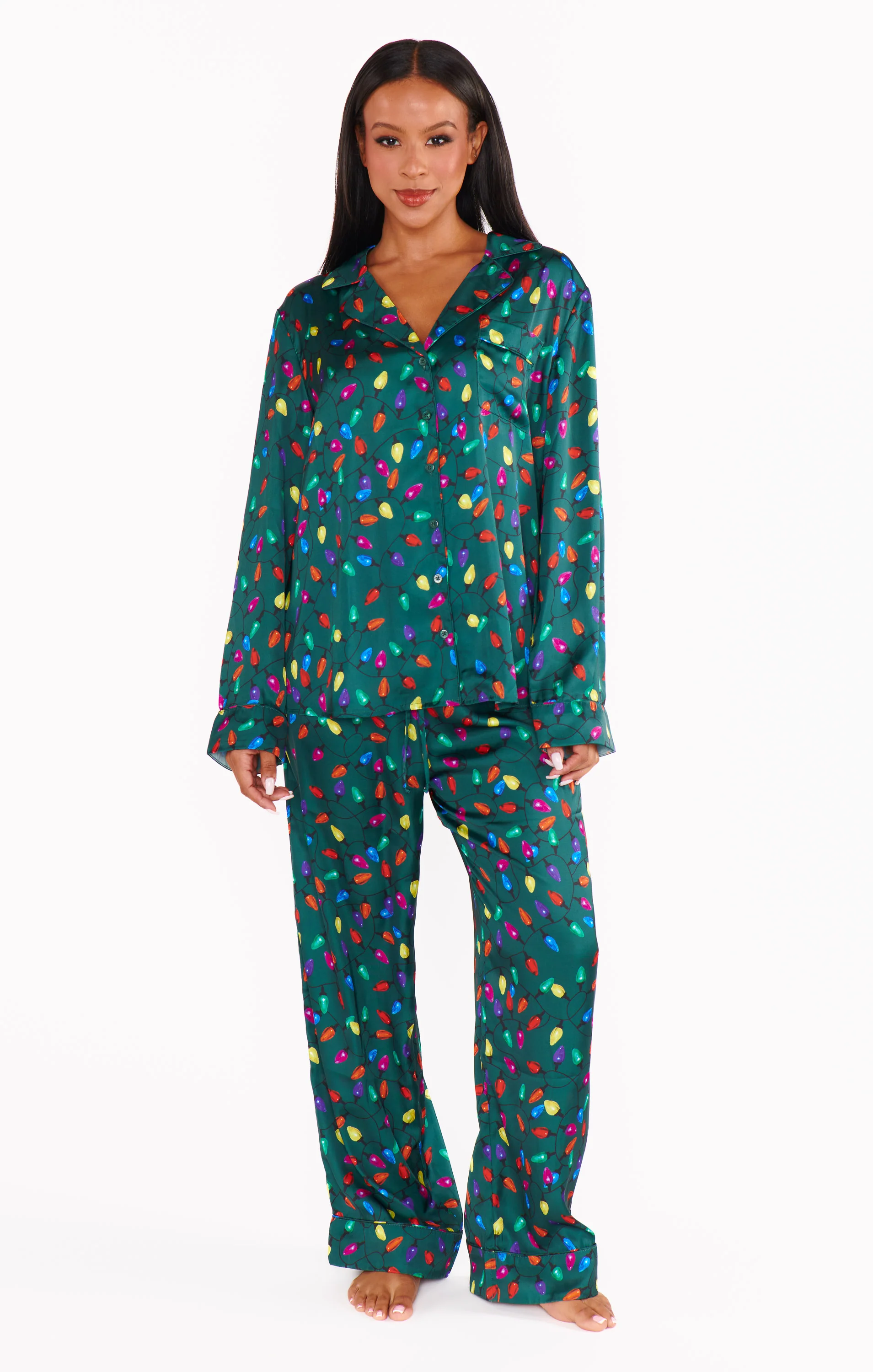 Classic PJ Set ~ Festive Lights Silky - Image 3
