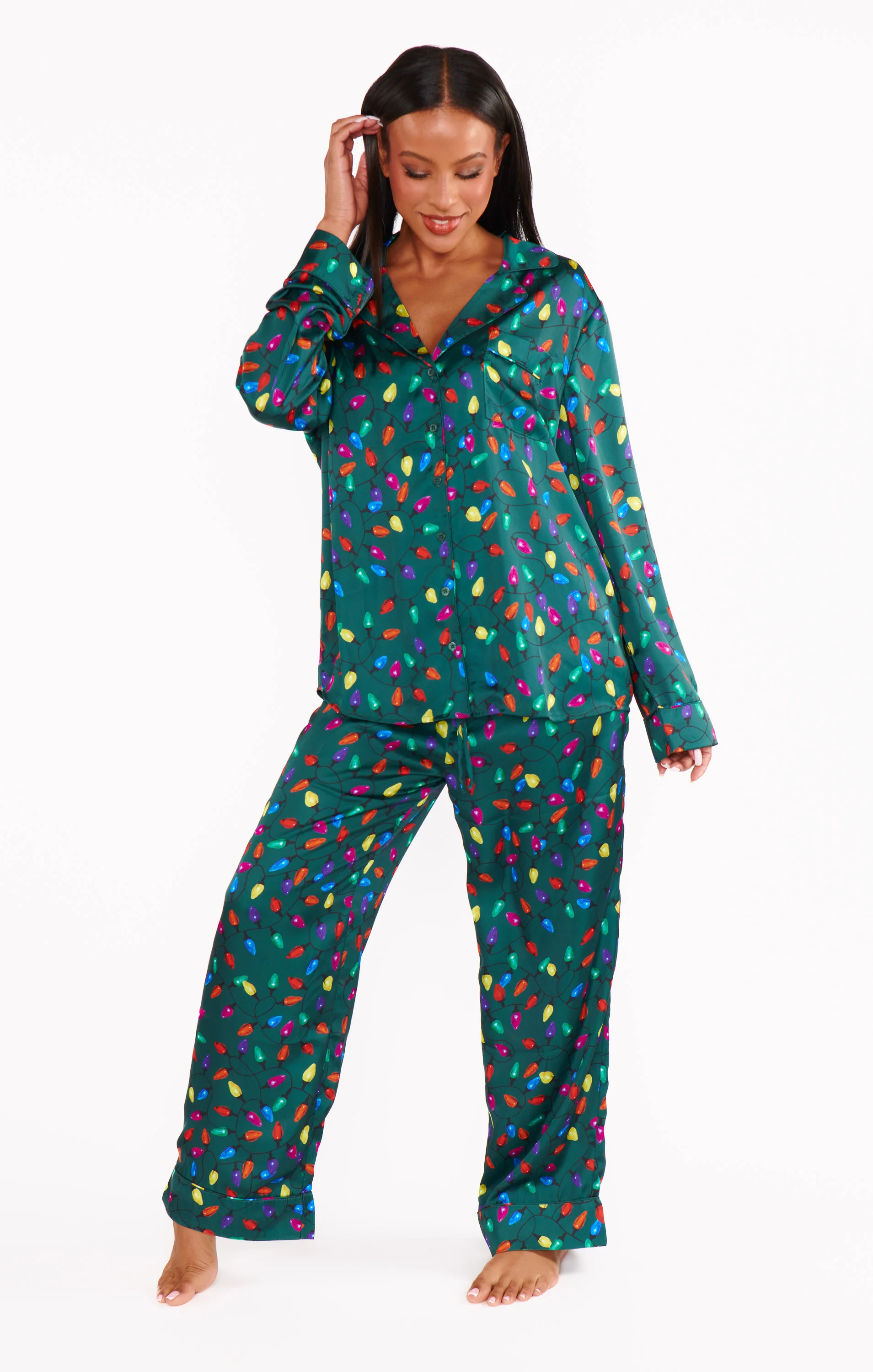 Classic PJ Set ~ Festive Lights Silky - Image 5