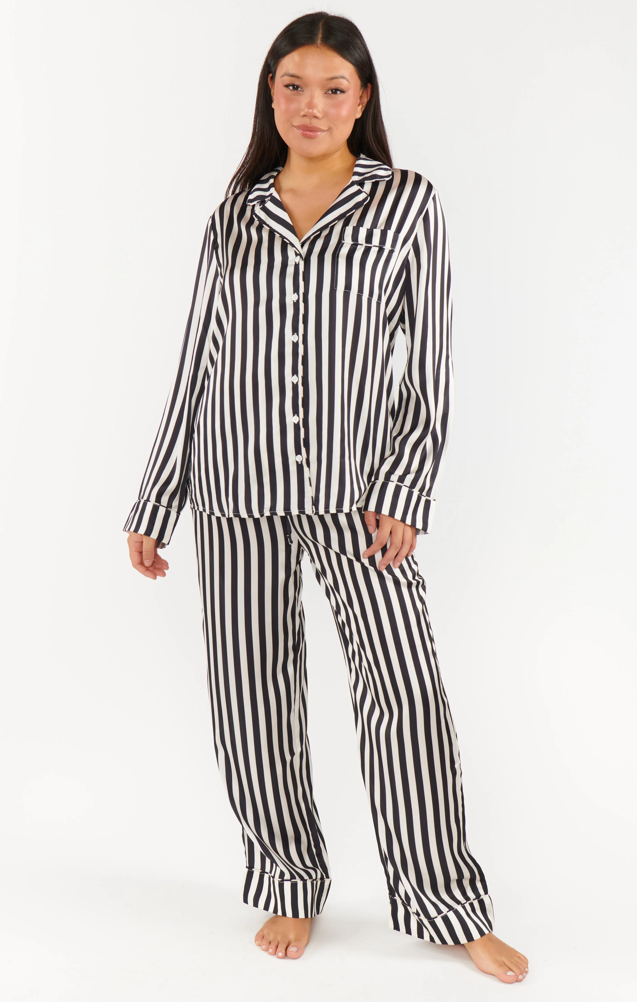 Classic PJ Set ~ Midnight Stripe Silky