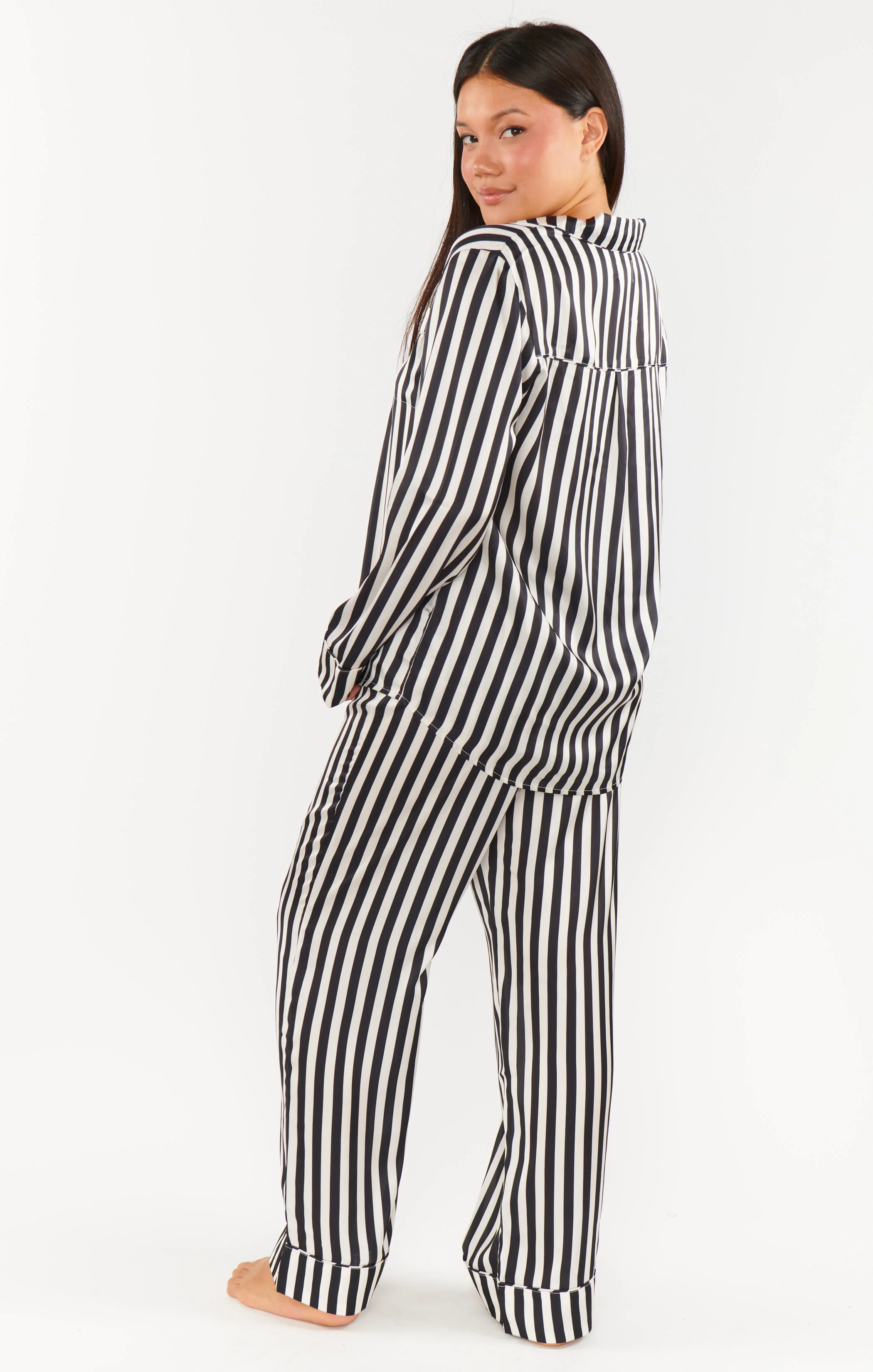 Classic PJ Set ~ Midnight Stripe Silky - Image 4