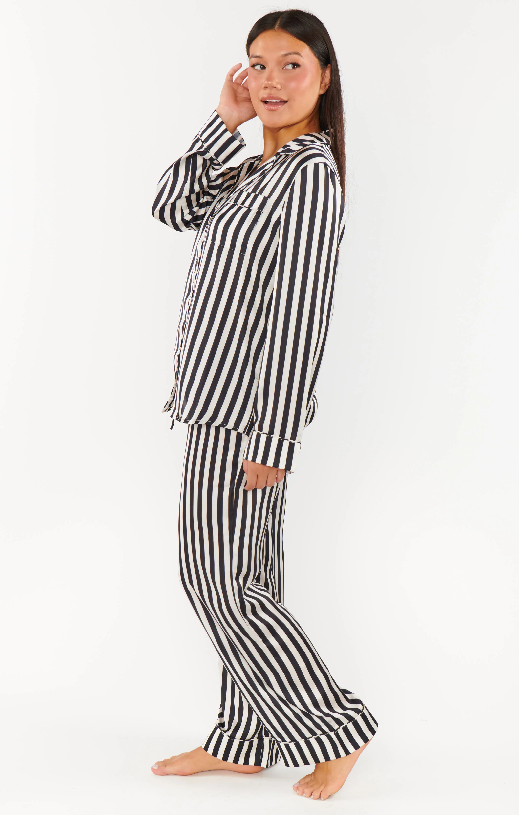 Classic PJ Set ~ Midnight Stripe Silky - Image 5