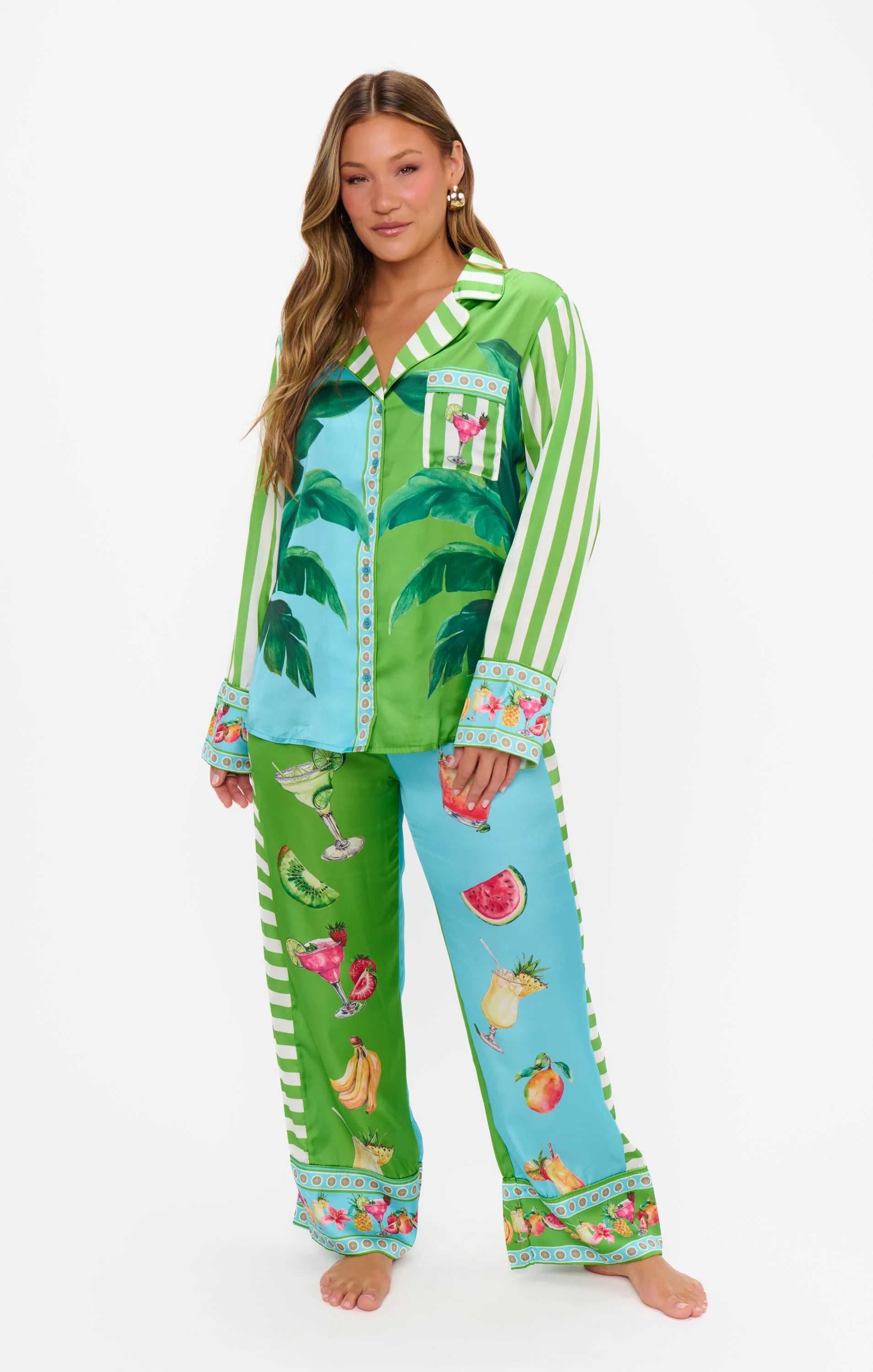 Classic PJ Set ~ Pina Colada Party Silky - Image 4