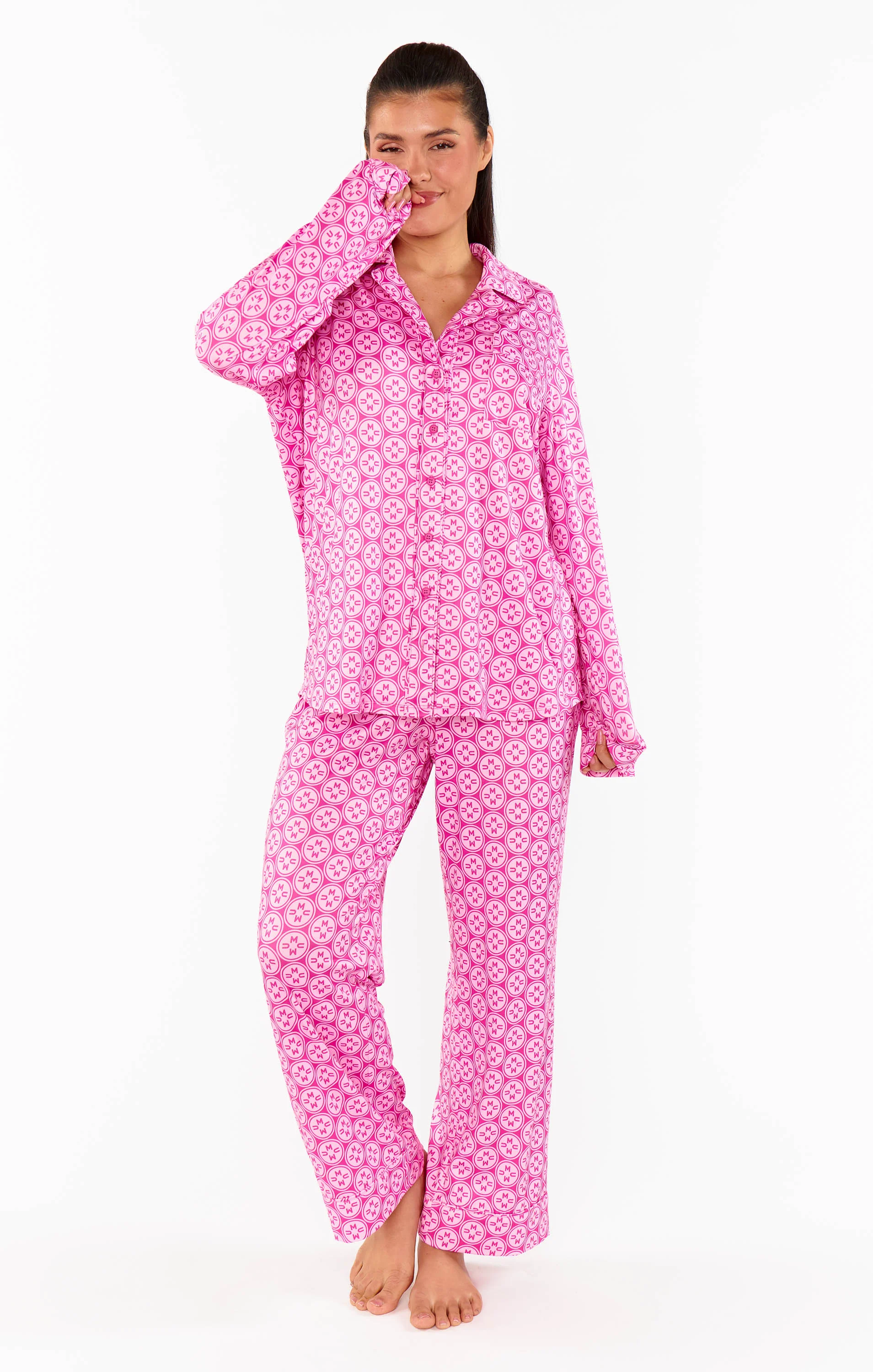 Classic PJ Set ~ Pink Mumu Logo Jersey - Image 3