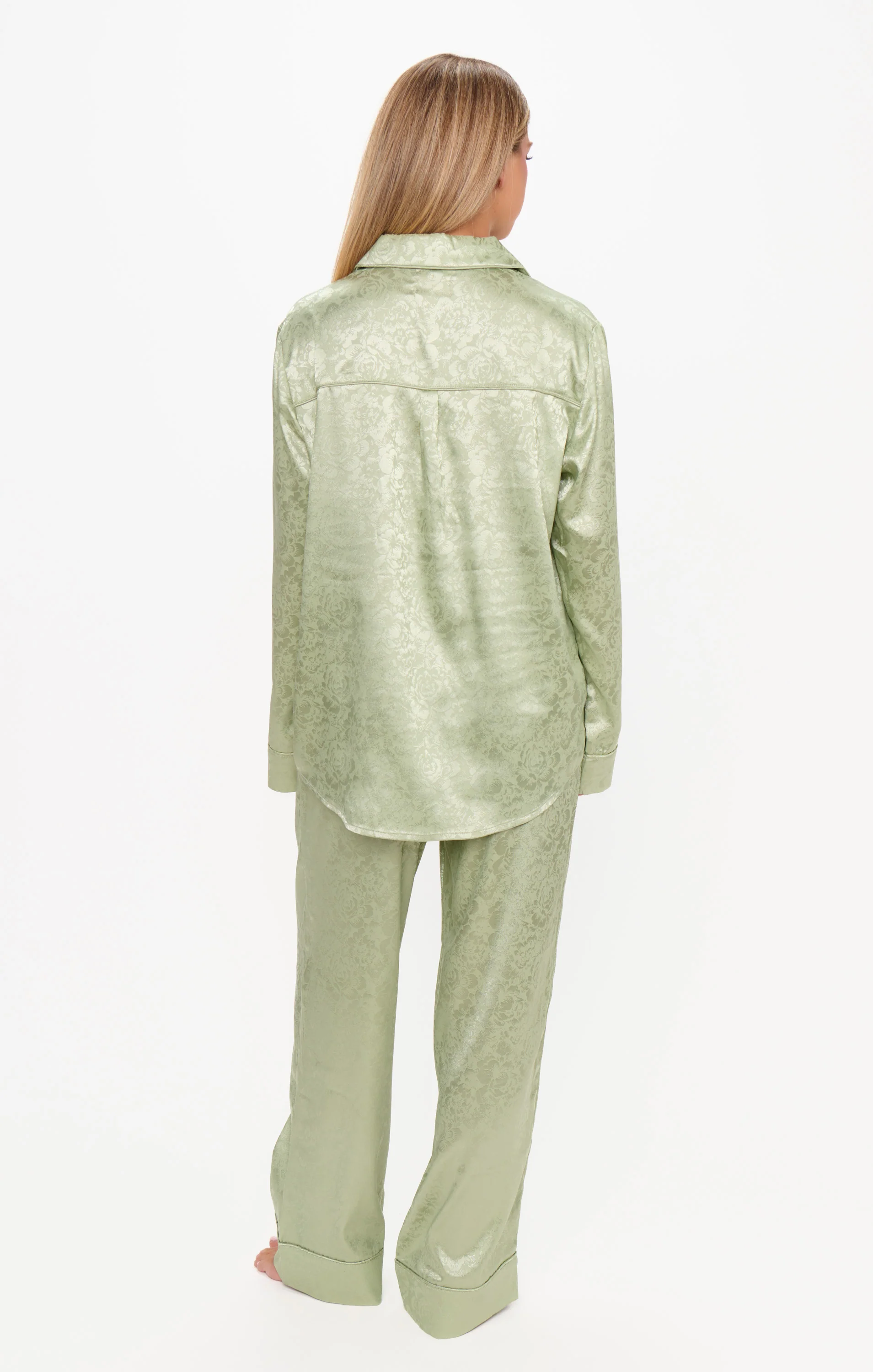 Classic PJ Set ~ Pistachio Floral Silky - Image 3