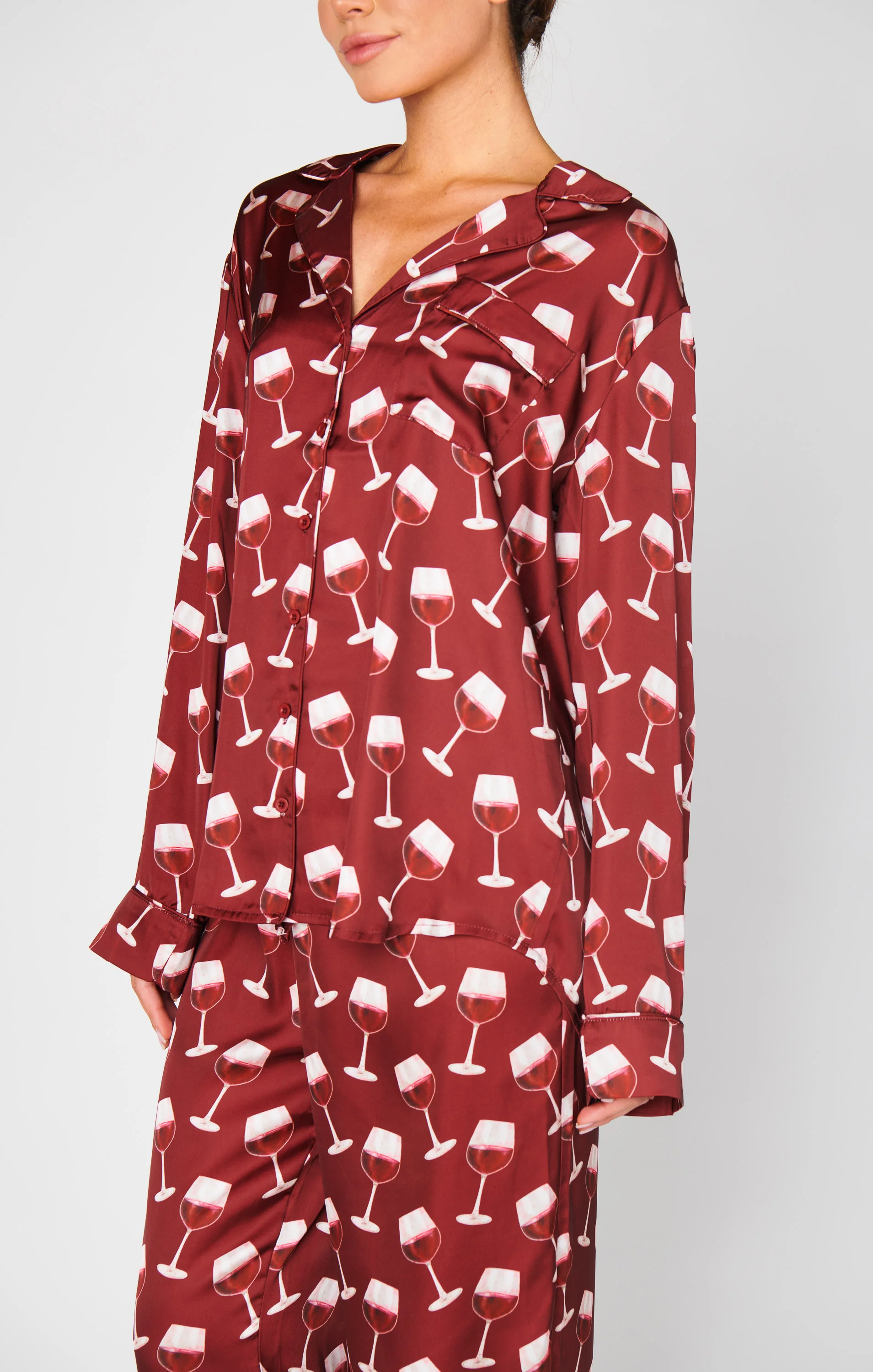 Classic PJ Set ~ Red Wine Silky - Image 4