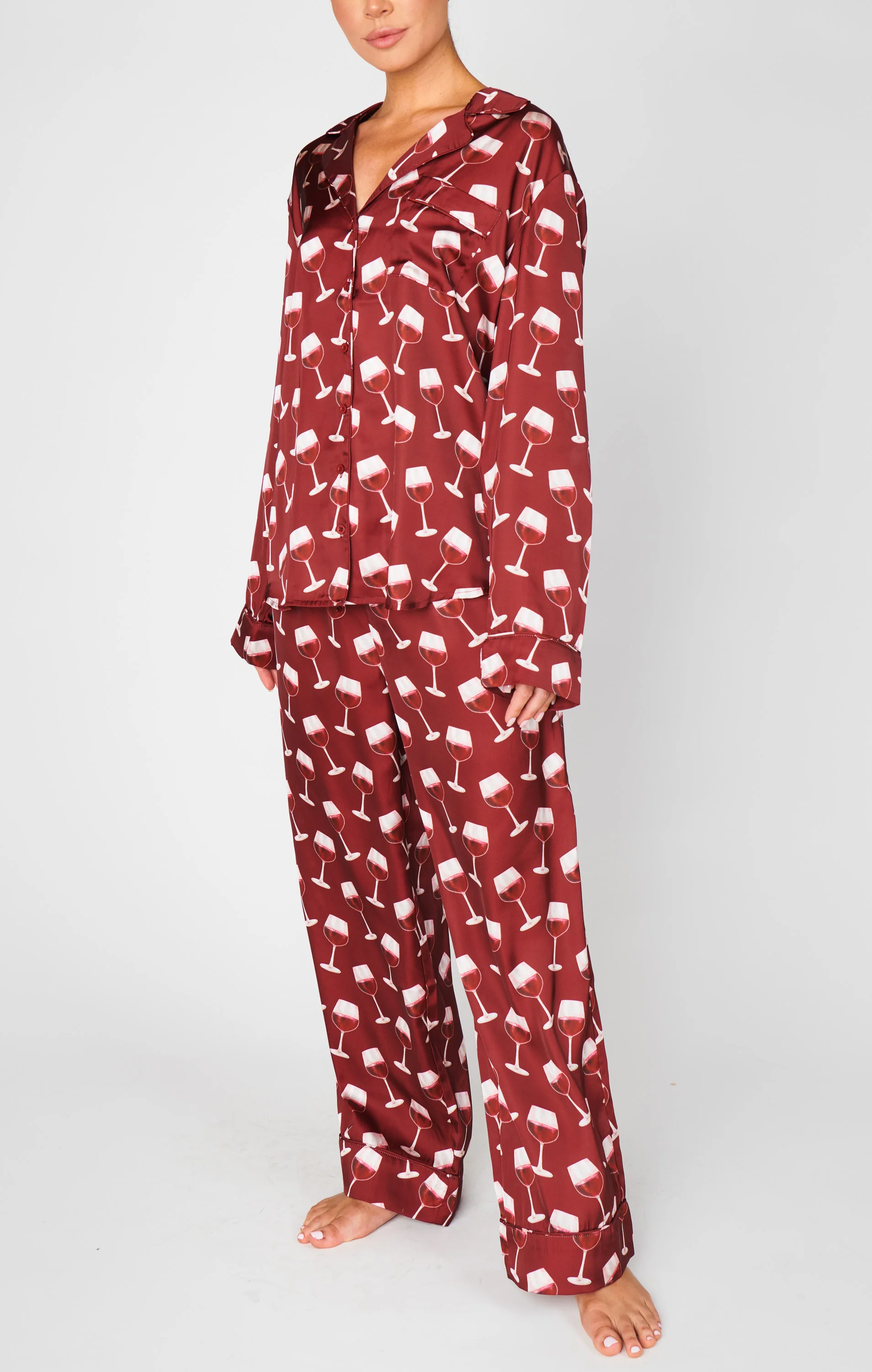 Classic PJ Set ~ Red Wine Silky - Image 6