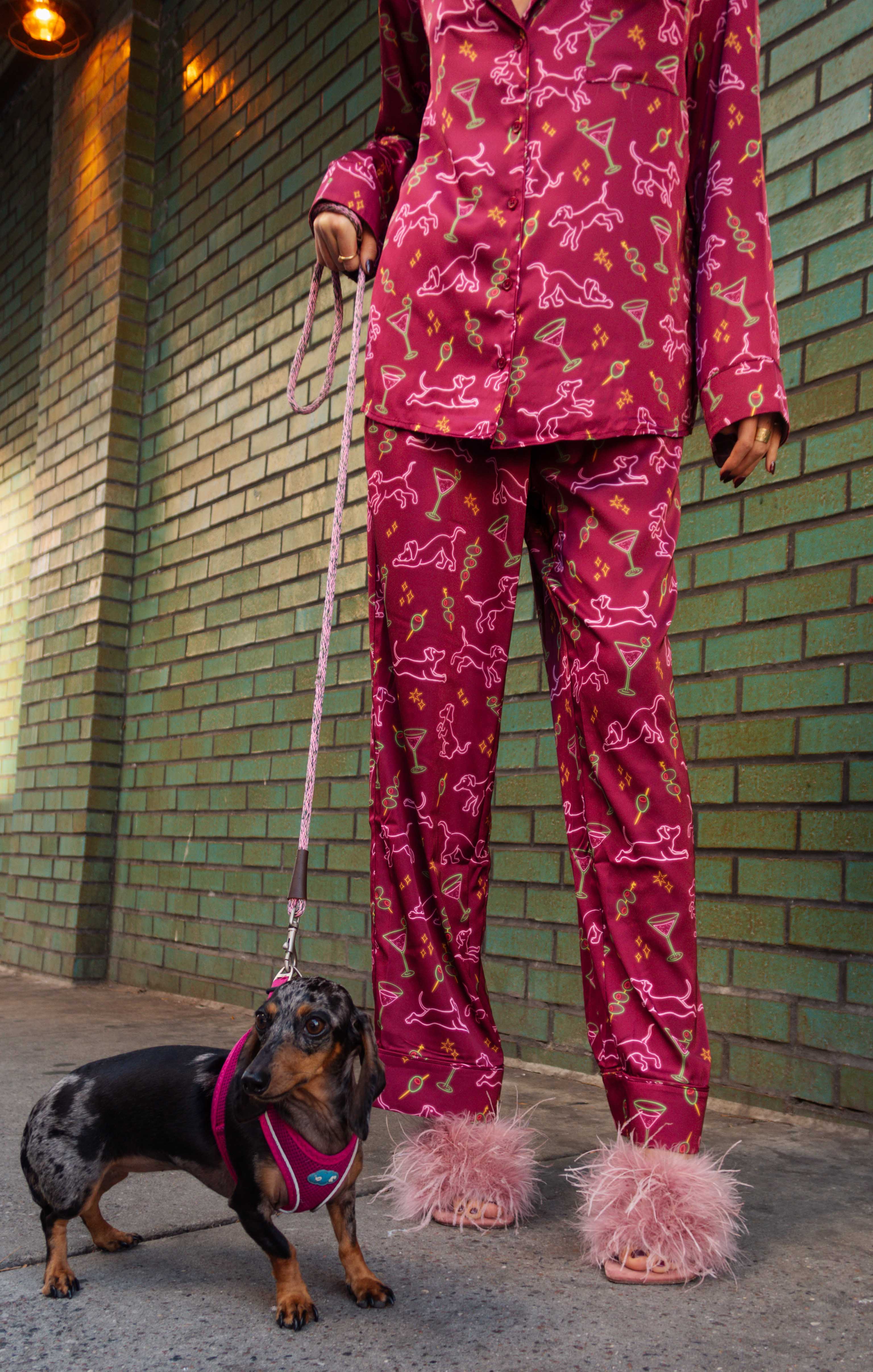 Classic PJ Set ~ Weenies and Martinis Silky - Image 2