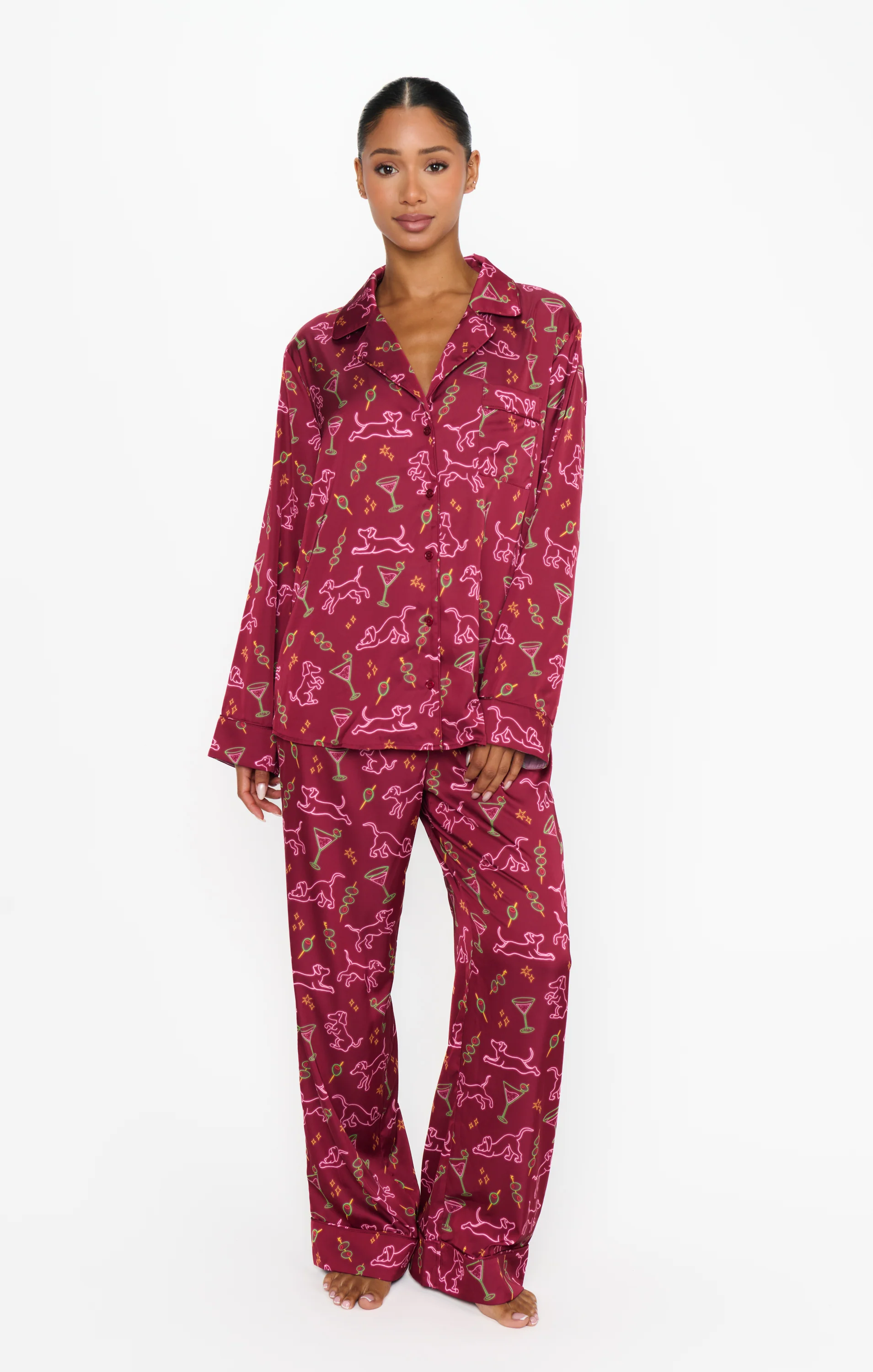 Classic PJ Set ~ Weenies and Martinis Silky - Image 5