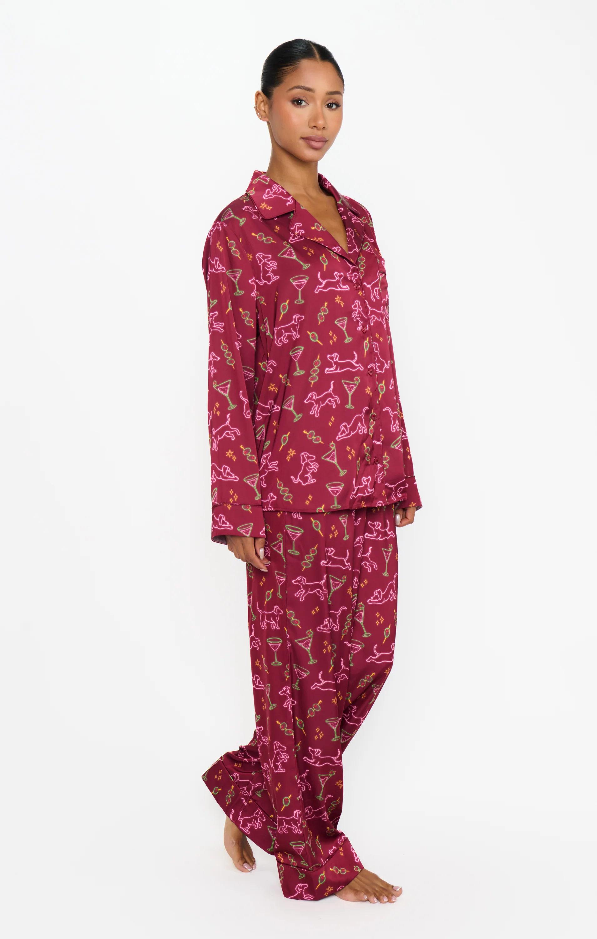 Classic PJ Set ~ Weenies and Martinis Silky - Image 6
