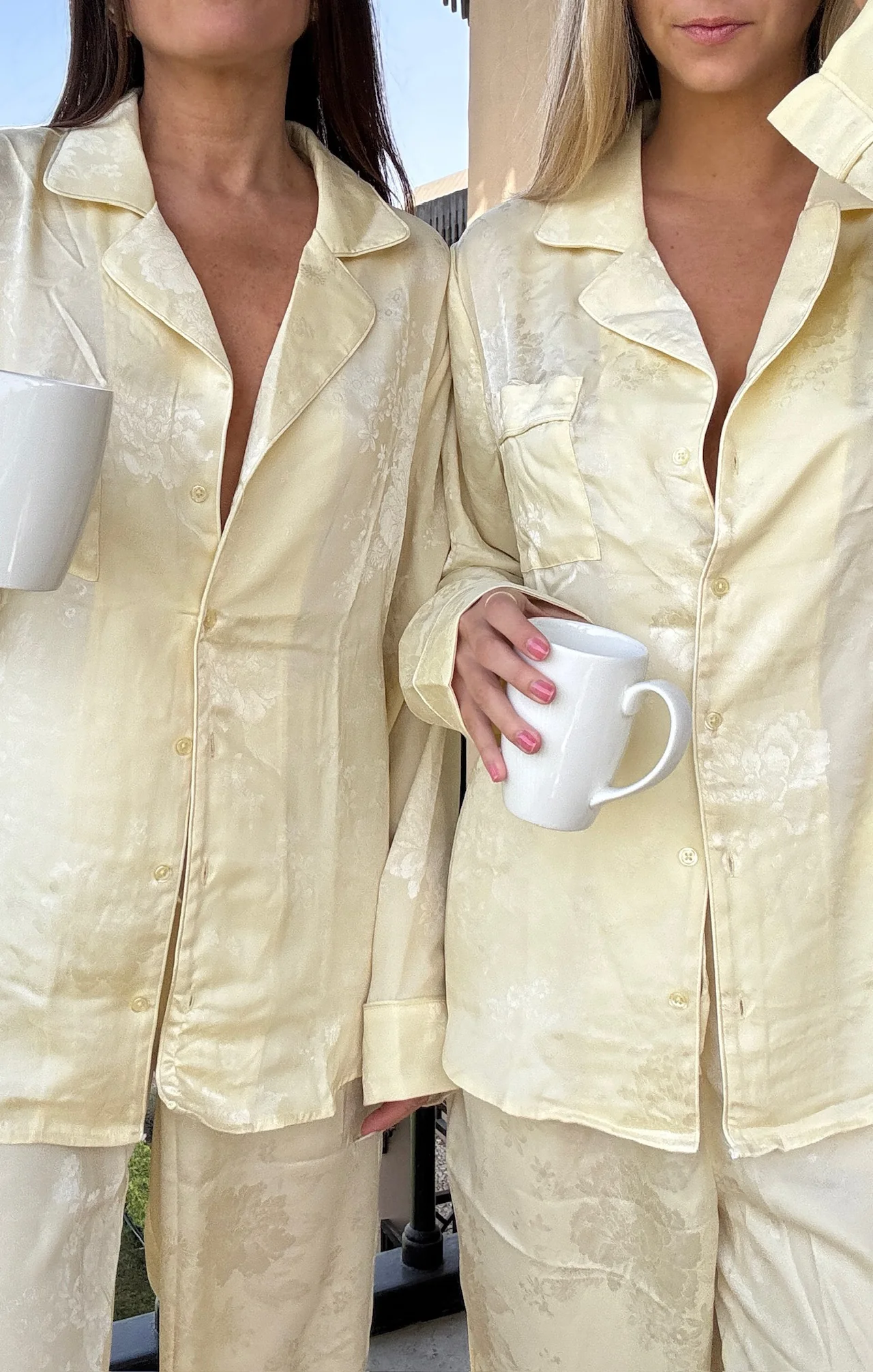 Classic PJ Set ~ Yellow Floral Silky - Image 2