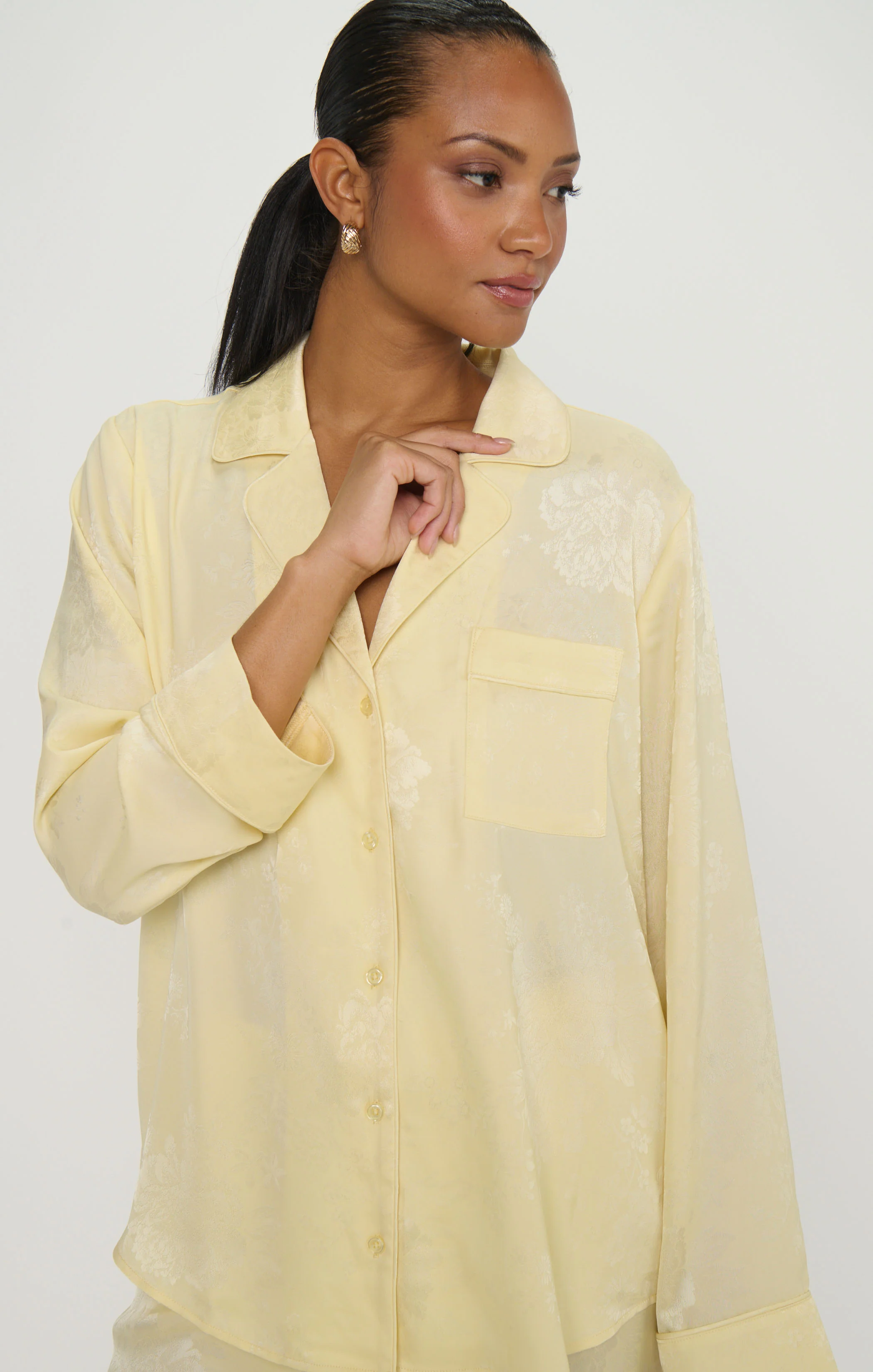Classic PJ Set ~ Yellow Floral Silky - Image 5